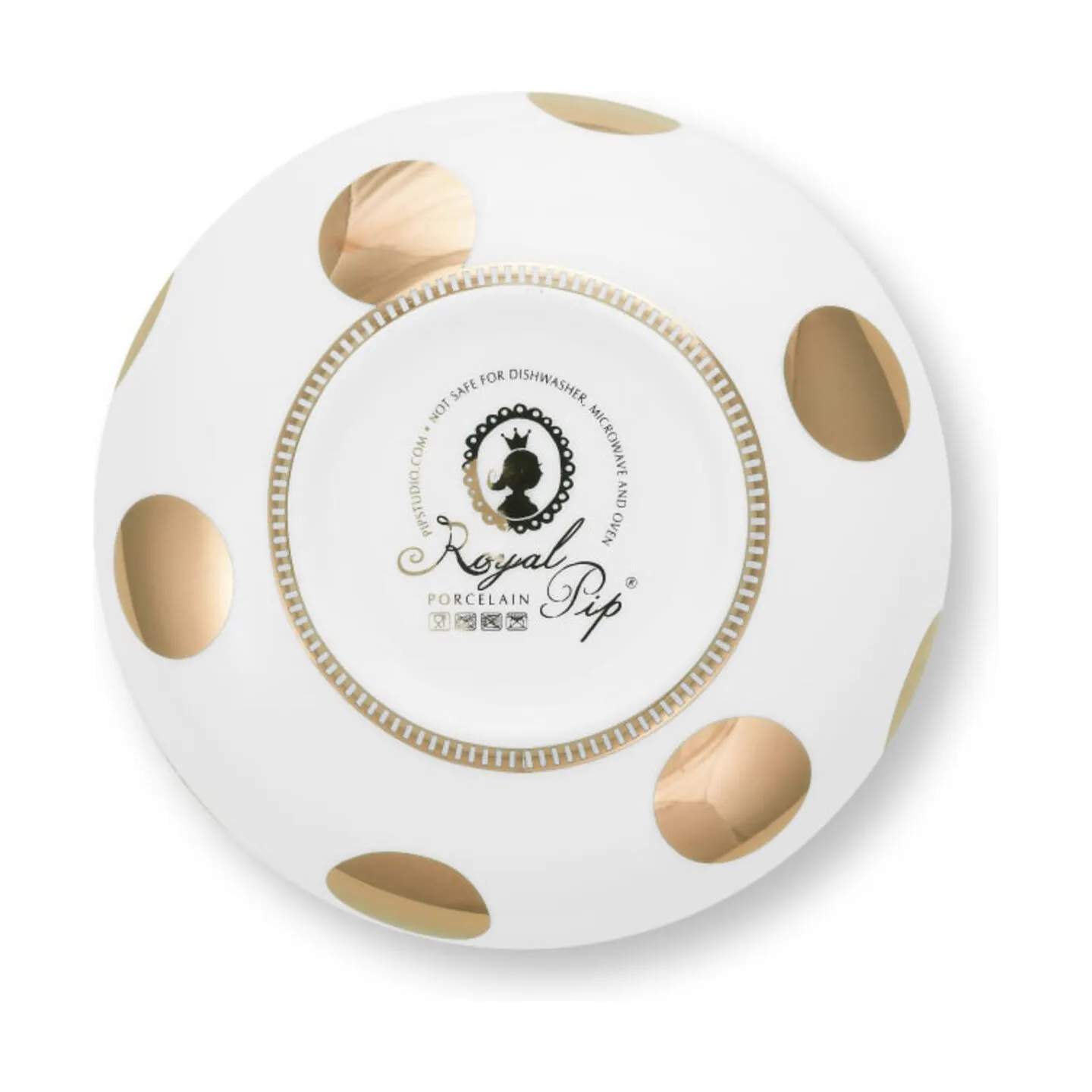 PIP Studio Serveringsskåle Dot Delight Skål - 2 stk. i Hvid / Guld, 15 cm, 5