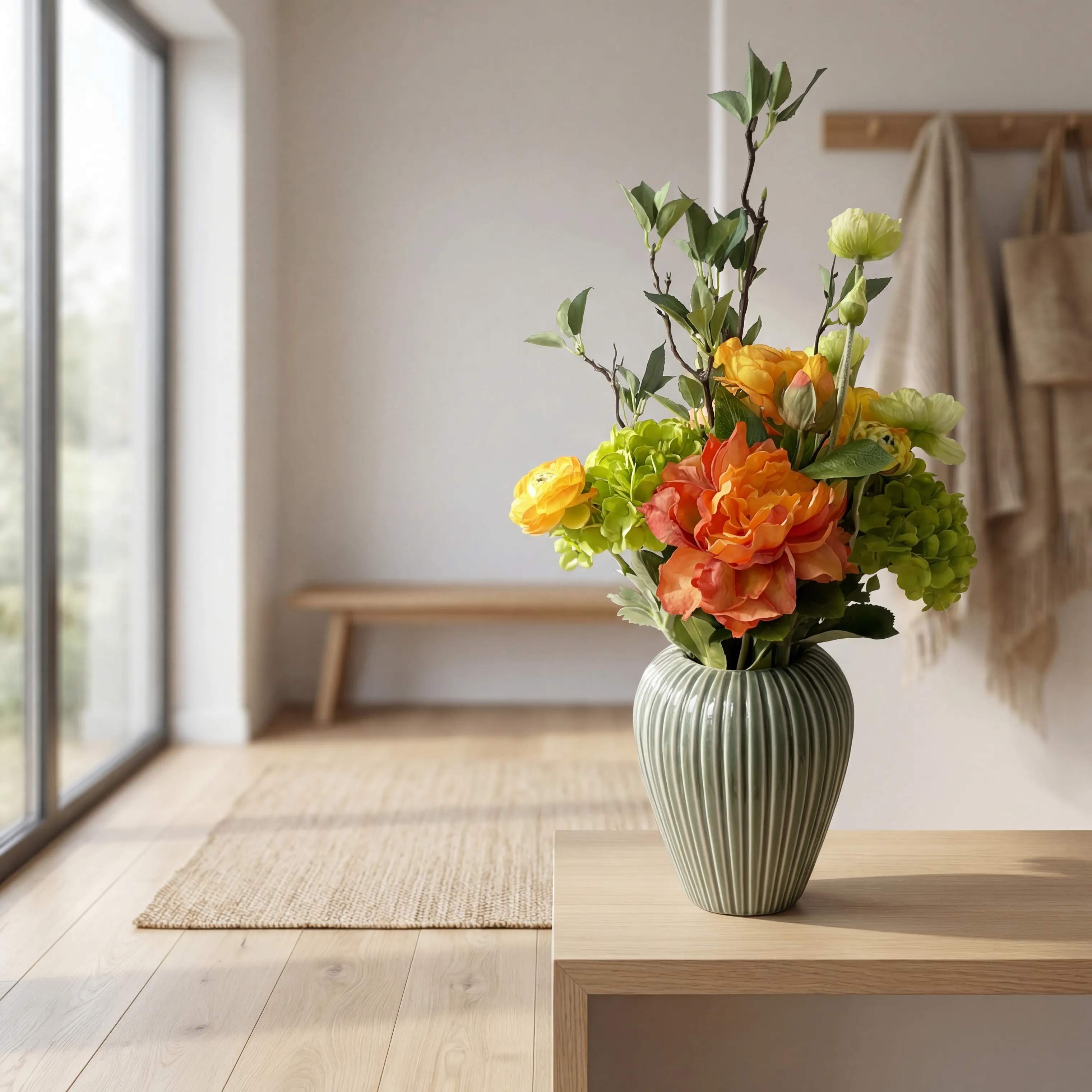 everbloom Kunstige blomster Kunstig Blomsterbuket i Grøn/Orange, 5