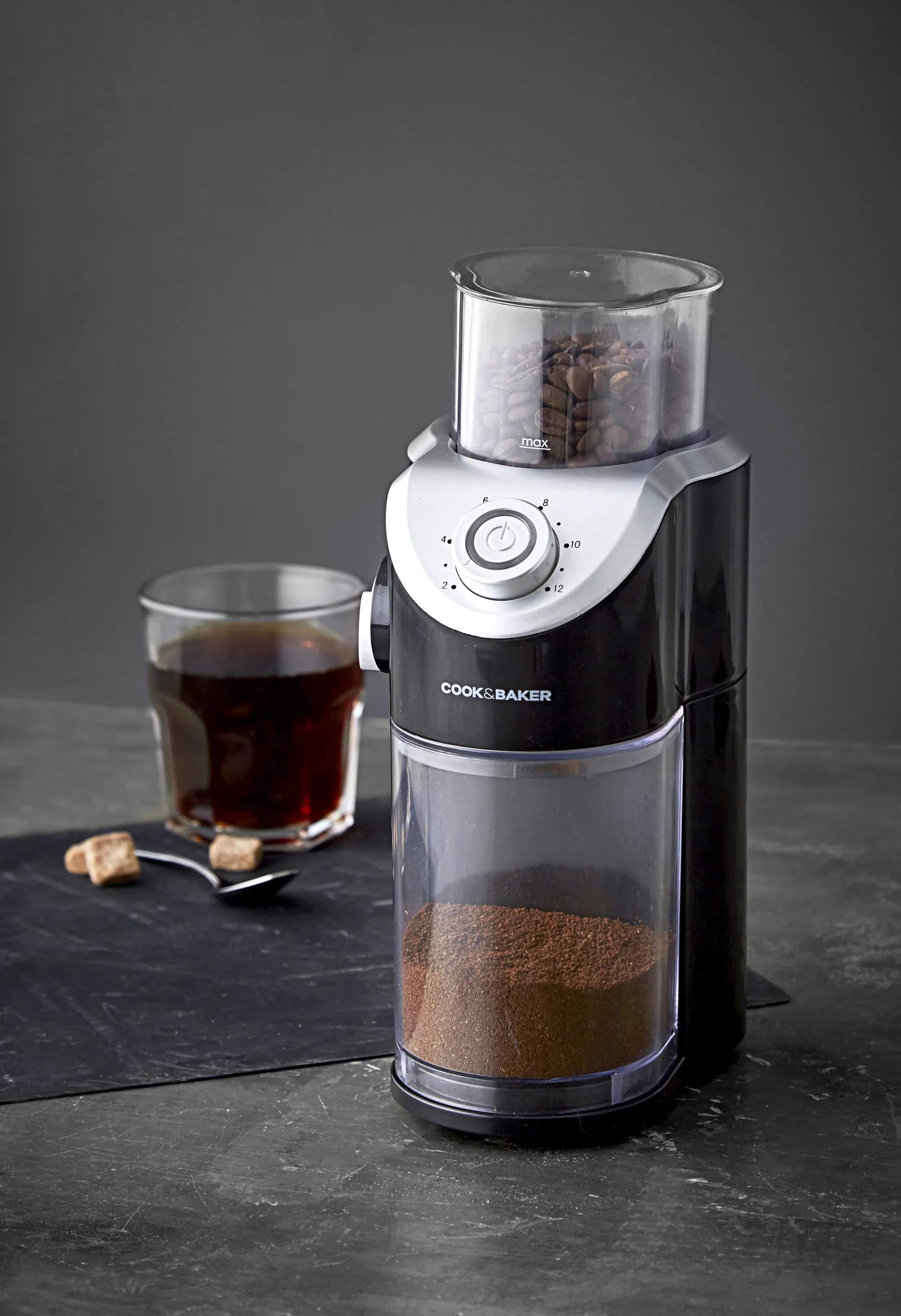 Cook & Baker Kaffekværne Pro Kaffekværn i Sort/stål/klar, 3