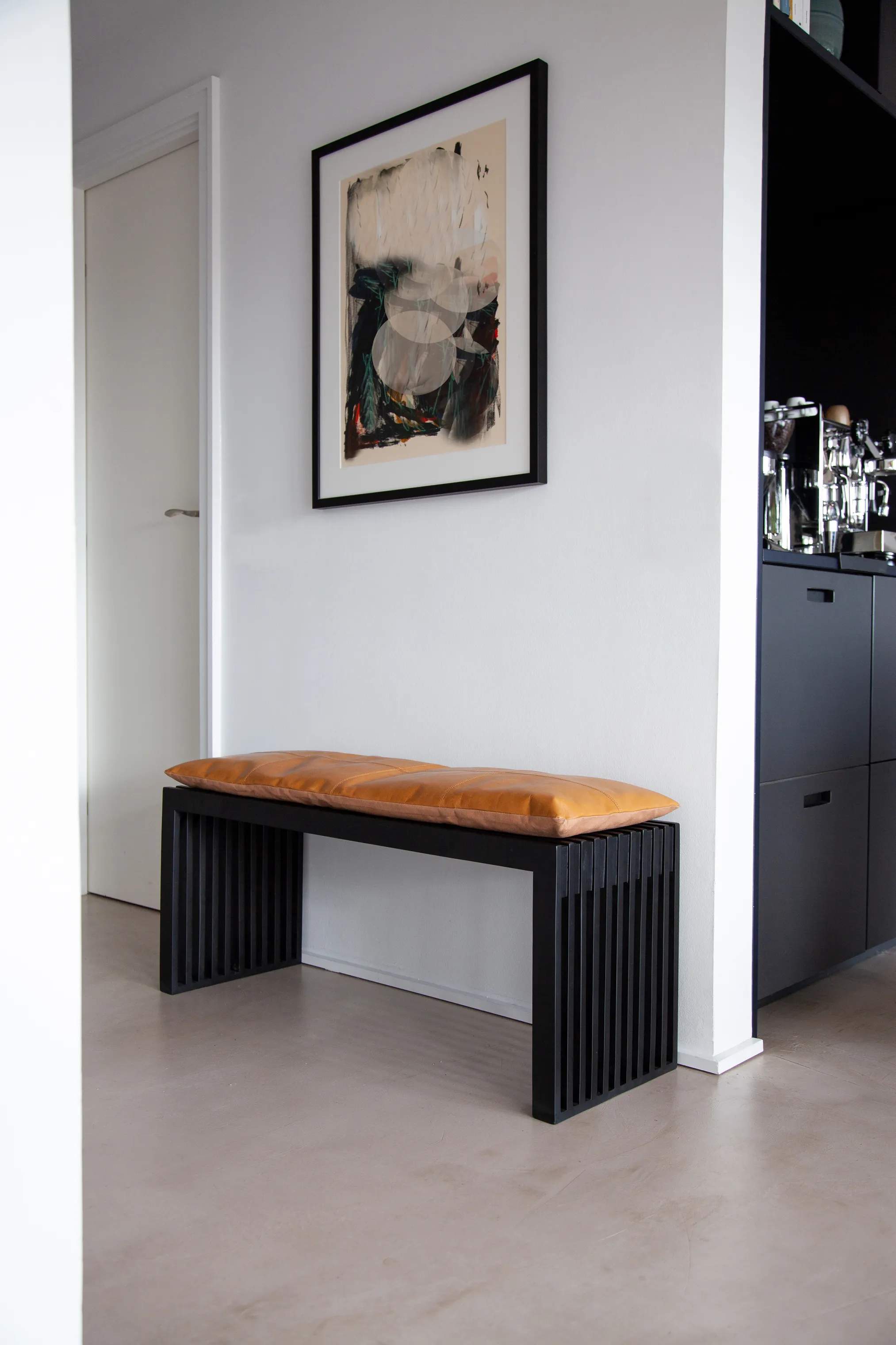 cinas Skamler Rib Bænk inkl. brun hynde i sort/brun, 104 cm, 2