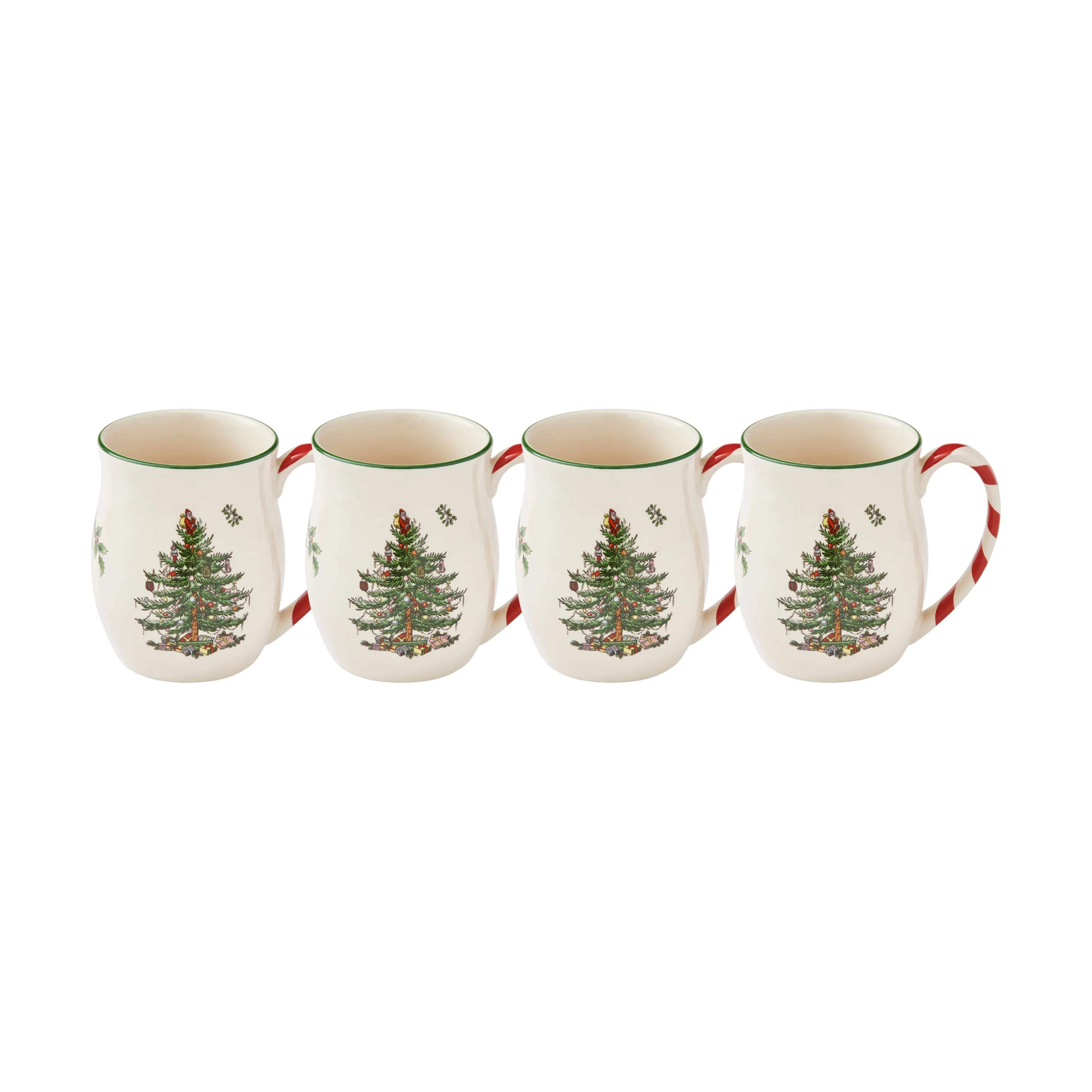 Spode Krus og kopper med hank Christmas Tree Krus - 4 stk. i Hvid/grøn/rød, 1