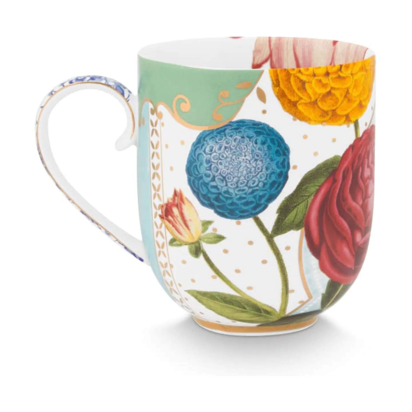 PIP Studio Krus og kopper med hank FLOWER FESTIVAL Royal Multi Kop i Blå/hvid/multi, 3