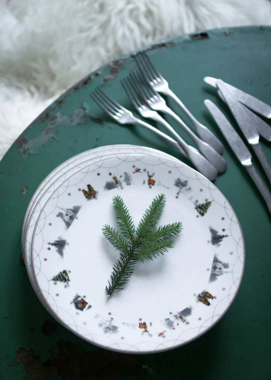 Wik & Walsøe Middagstallerkener Julemorgen Story Middagstallerken - 2 stk i Multifarvet, 4