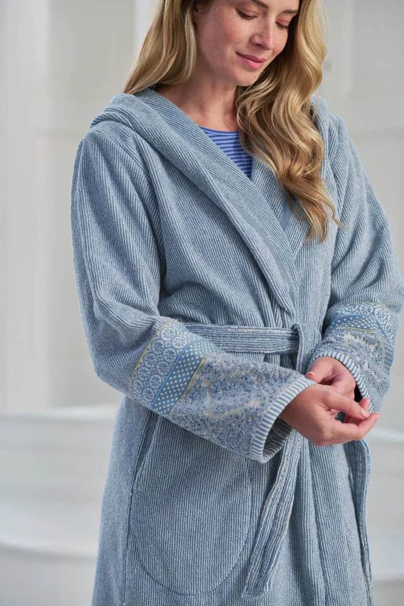 PIP Studio Morgenkåber Soft Zellige Secret Garden Badekåbe i Blågrå, XXL, 3