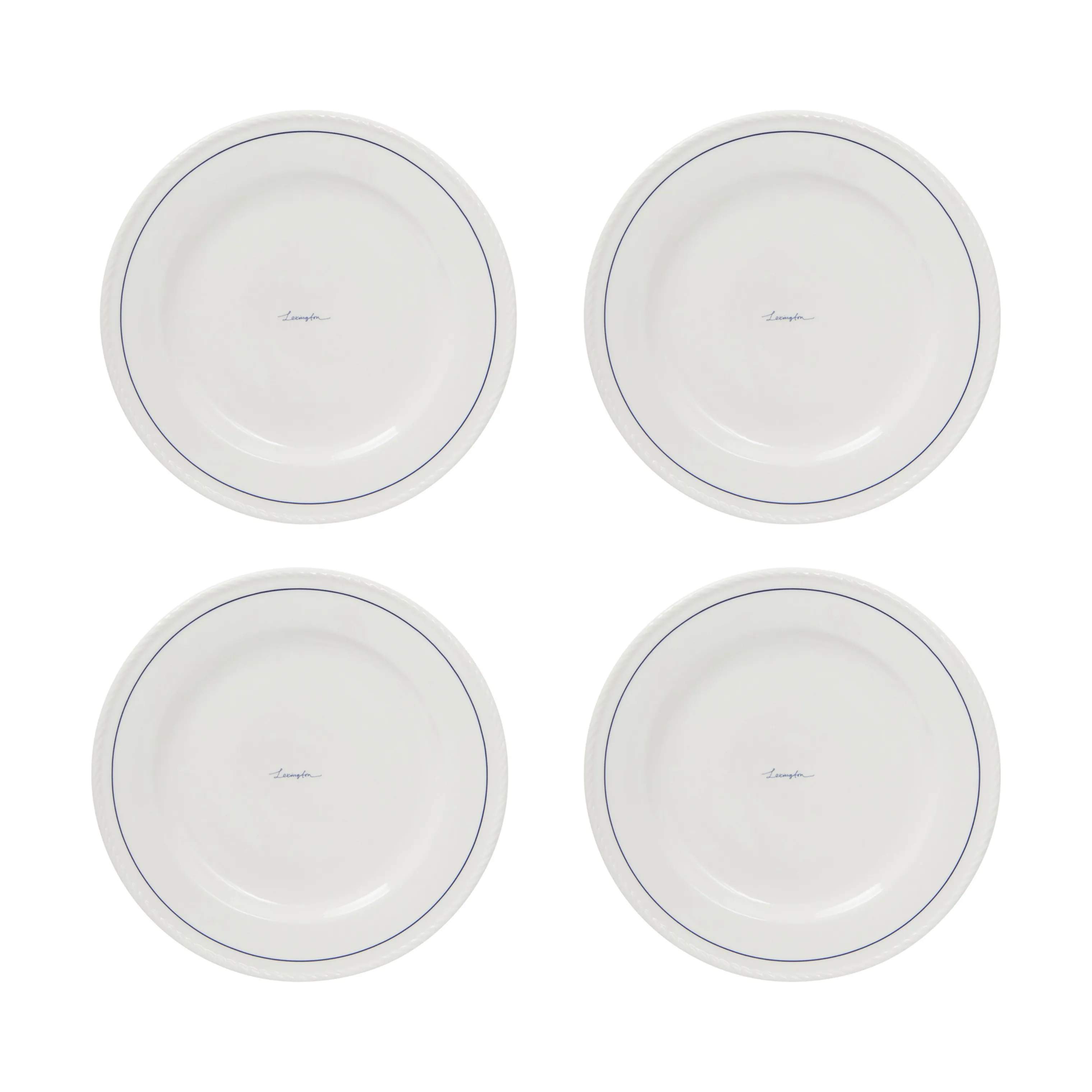 Middagstallerken - 4 stk., white/dark blue, large