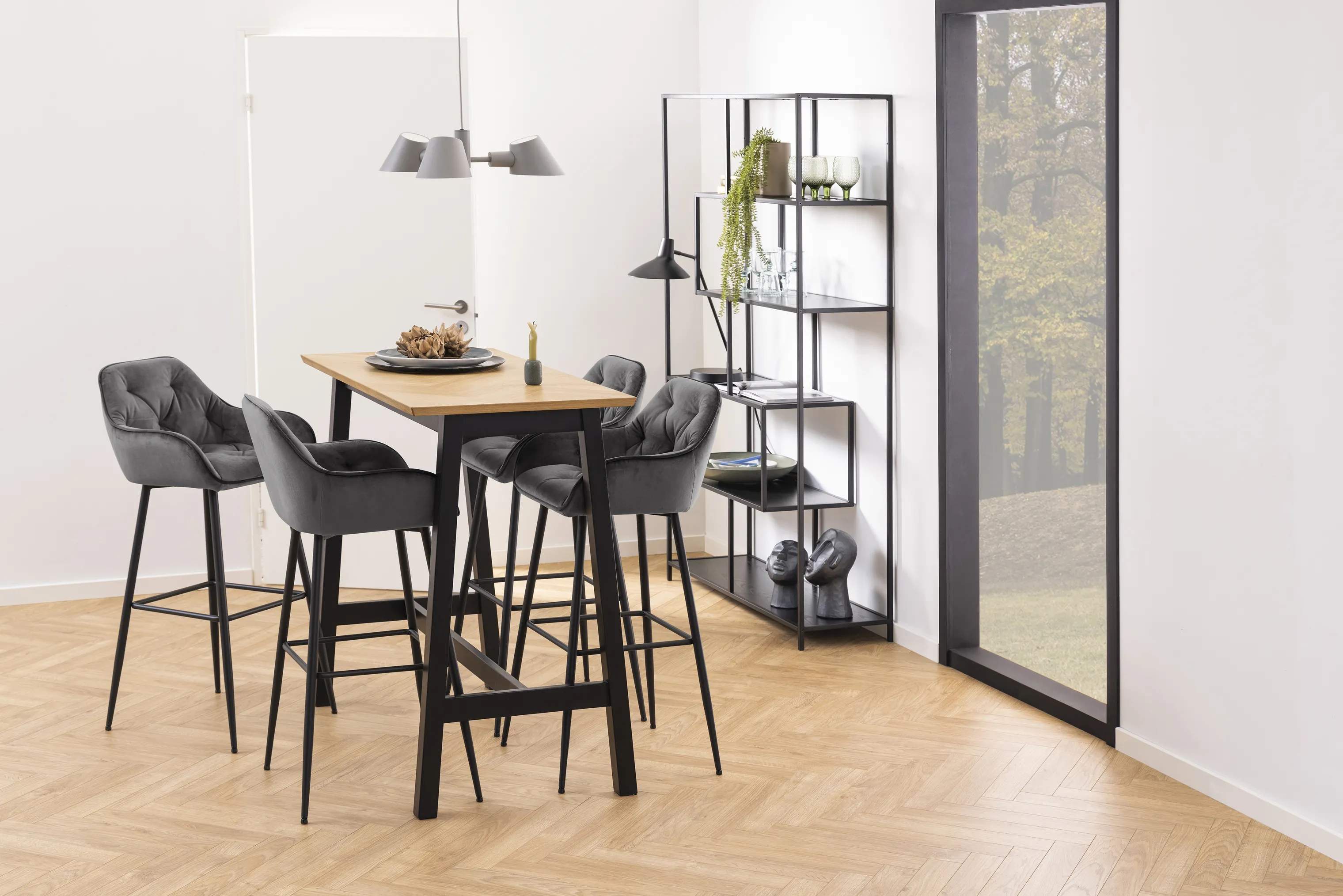 CASA Living Barstole Brooke Barstol - 2 stk. i mørkegrå/sort, 3
