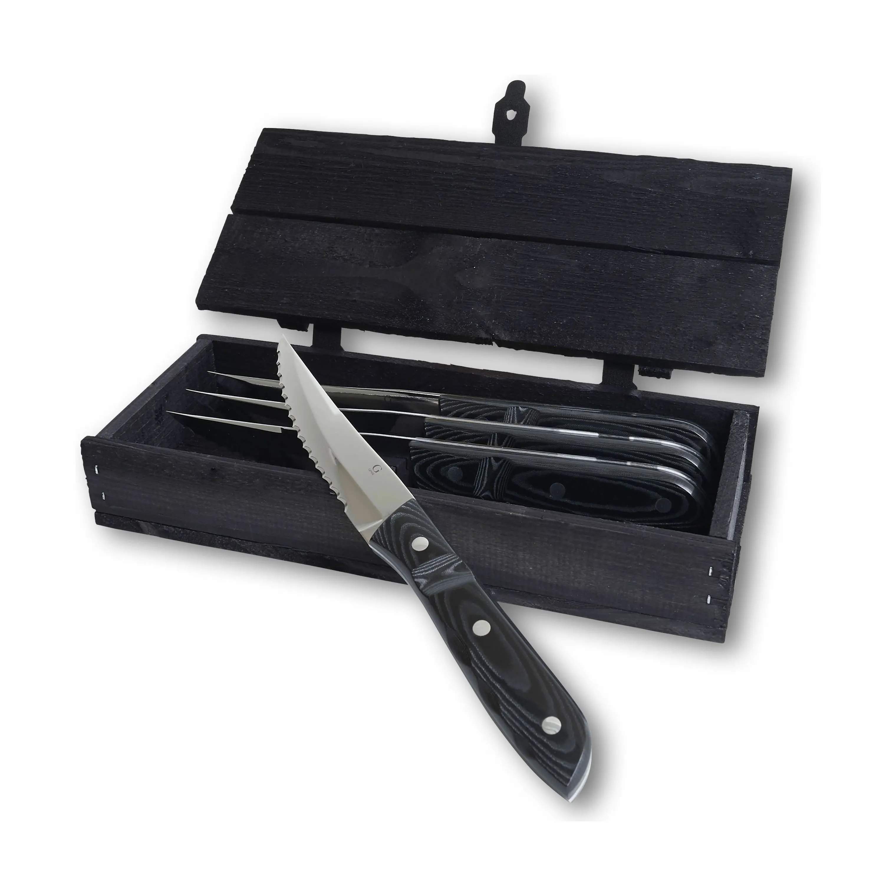 Gense Steakknive Old Farmer XL Old Farmer Micarta XL Steakkniv - 4 stk. i Sort/stål, 4