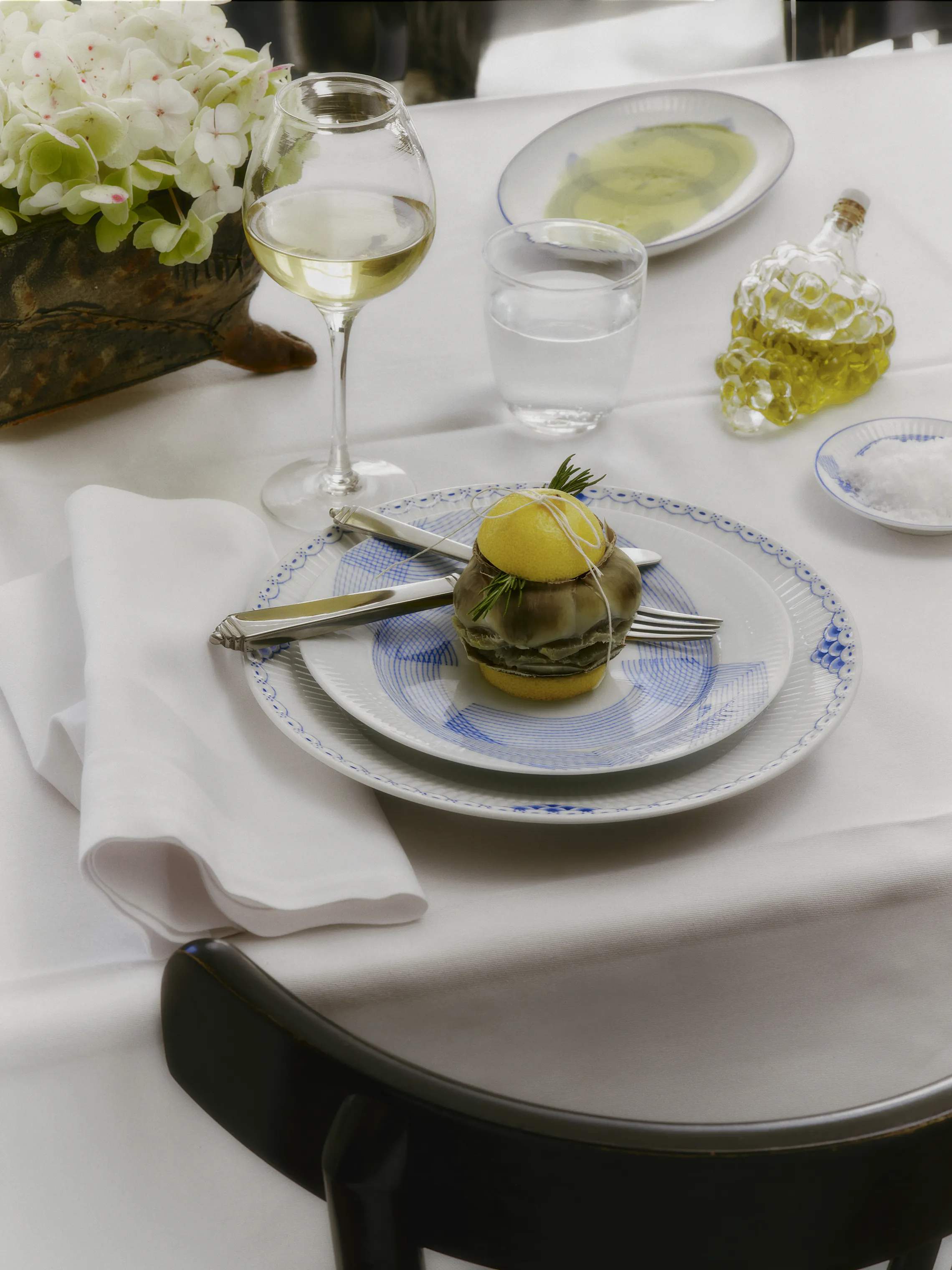 Royal Copenhagen Frokosttallerkener Motif Tallerken i Koboltblå/hvid, 3