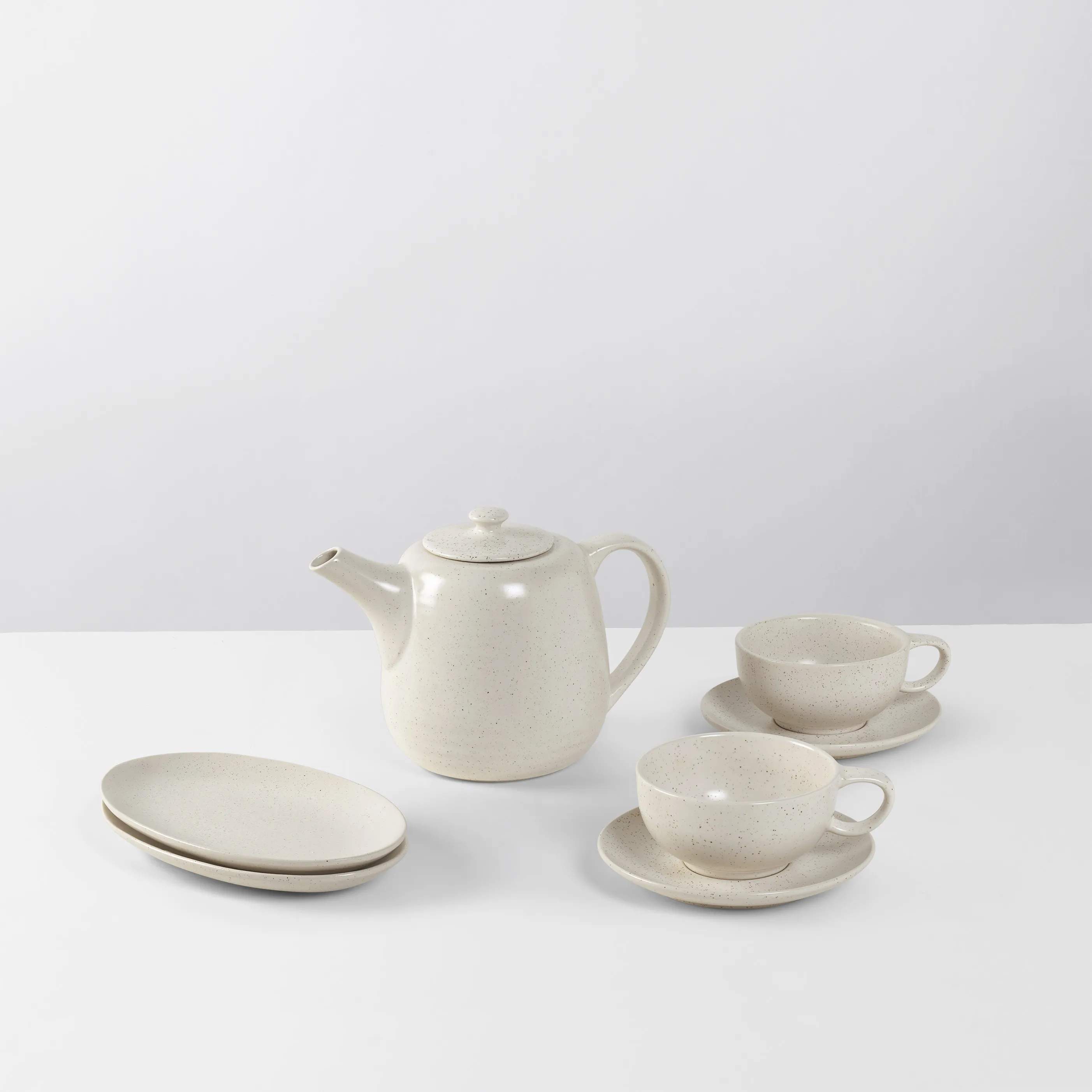 Broste Copenhagen Krus og kopper med hank Nordic Vanilla Tesæt - 7 dele i Cream, 2