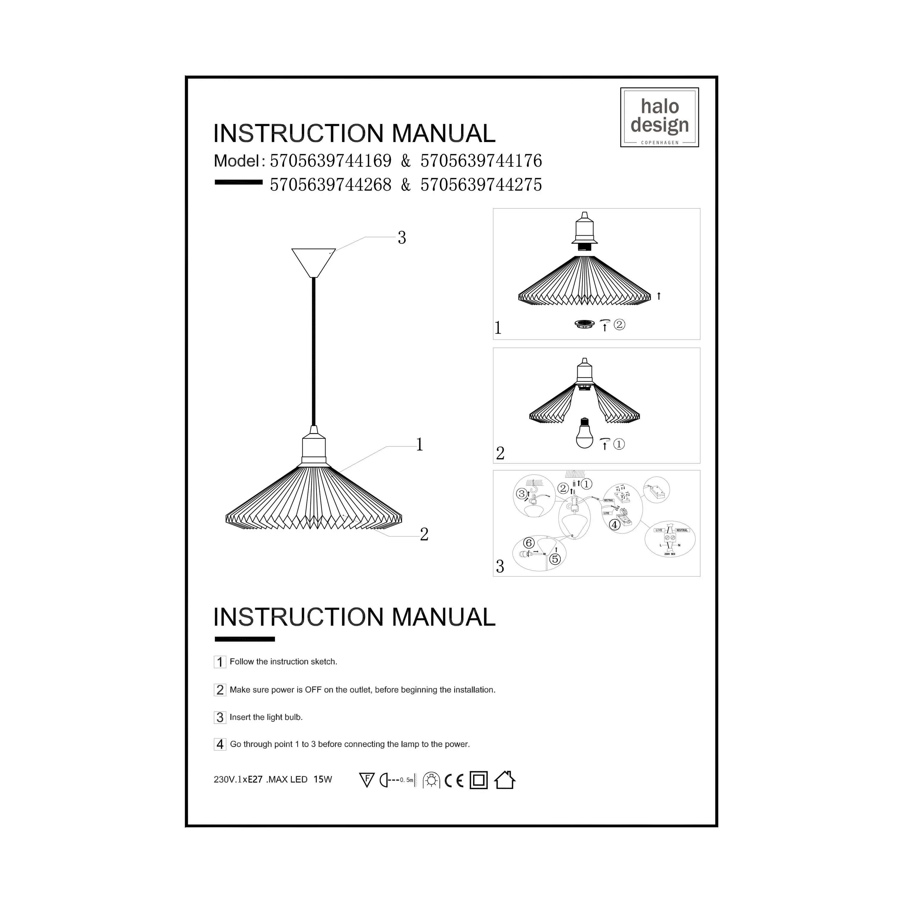 Halo Design Pendler Paris Pendel i Blå, 60 cm, 2