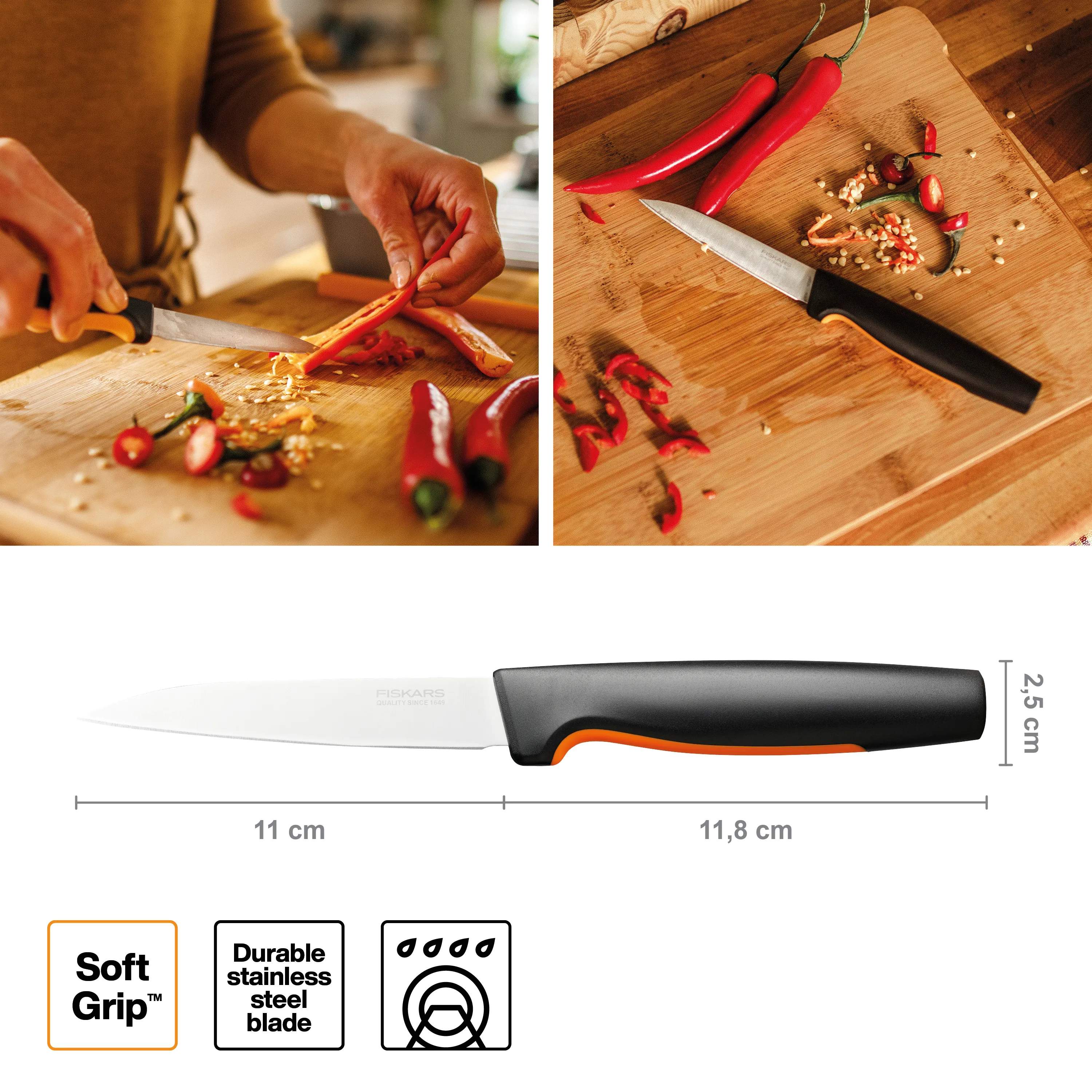 Fiskars Grøntsagsknive Functional Form Grøntsagskniv i Sort/Orange, 2
