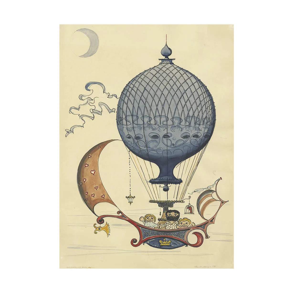 Plakat Ballonrejsen, flerfarvet, large