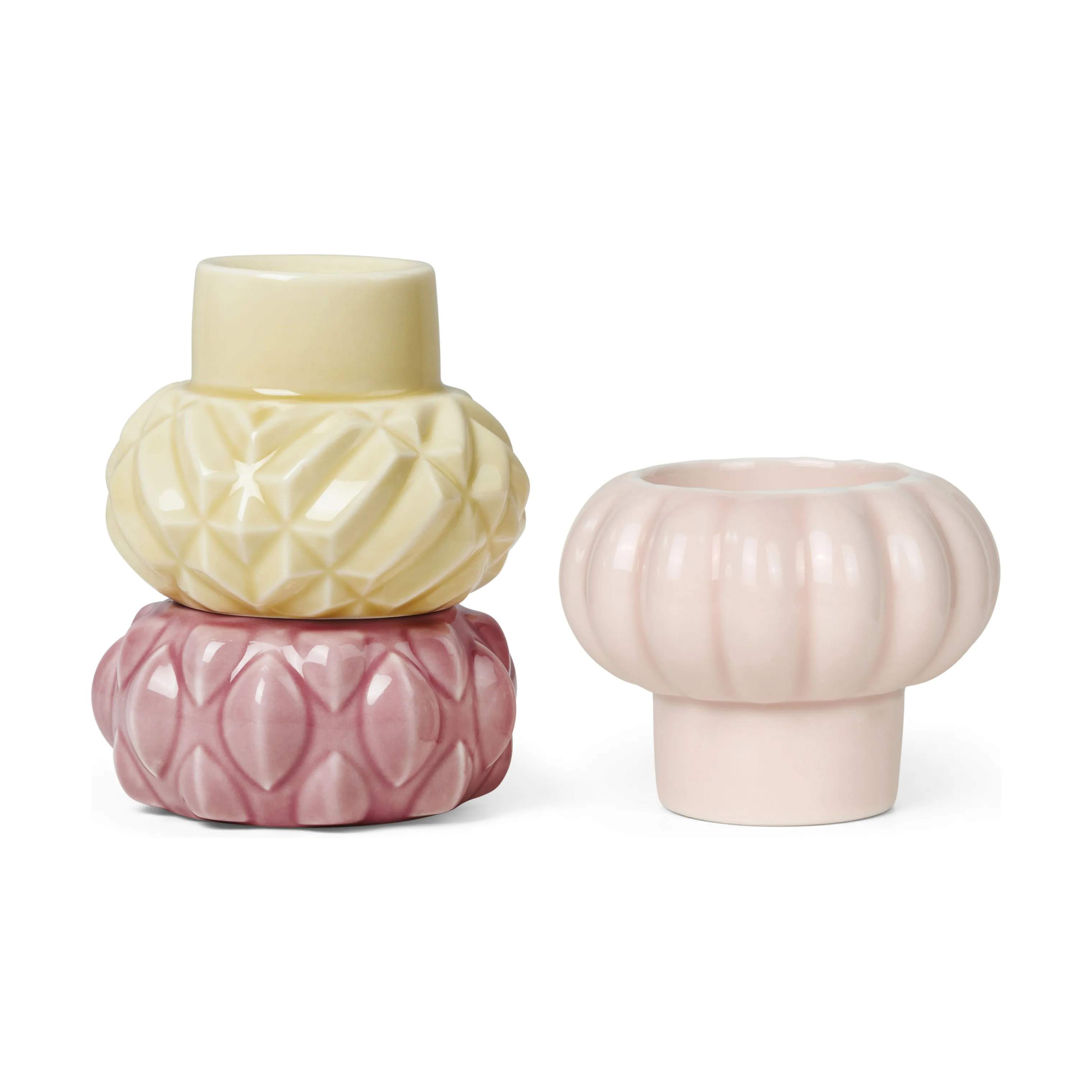 Dottir Kronelysestage Pipanella Samsurium Stabelbar Lysestage - 3 dele i Mimosa/Blush/Powder, 1