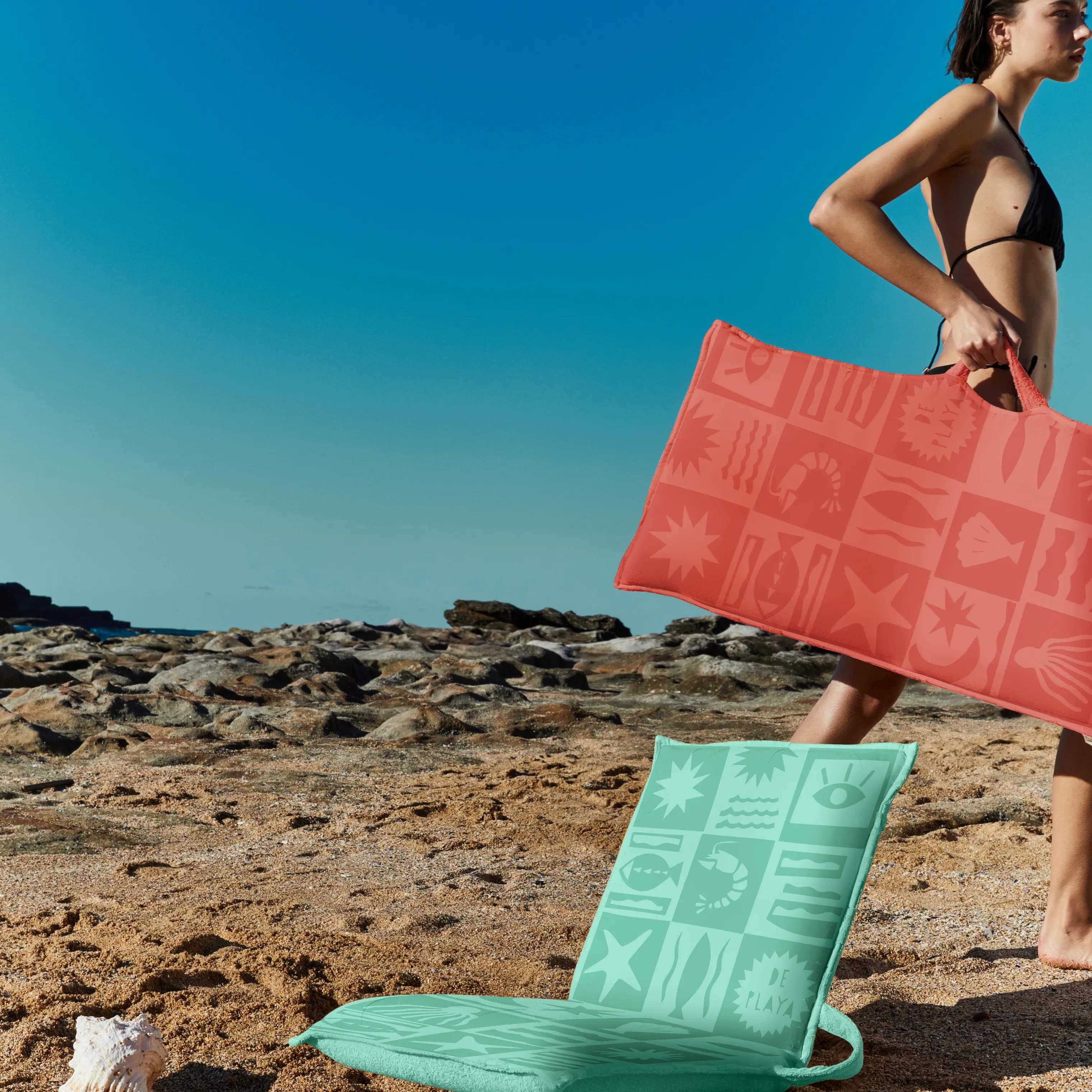 Sunnylife Liggestole Foldbar Strandstol i Coral, 2