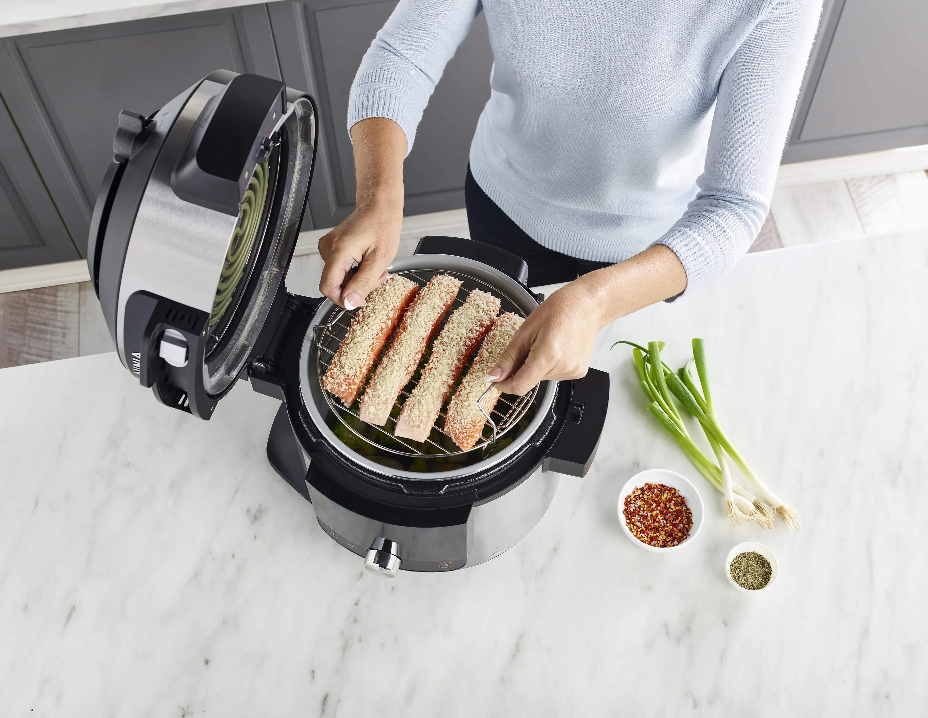 Ninja Slowcookere og multicookere Foodi ONE-Lid Multicooker 14-i-1 i Stål/sort, 4