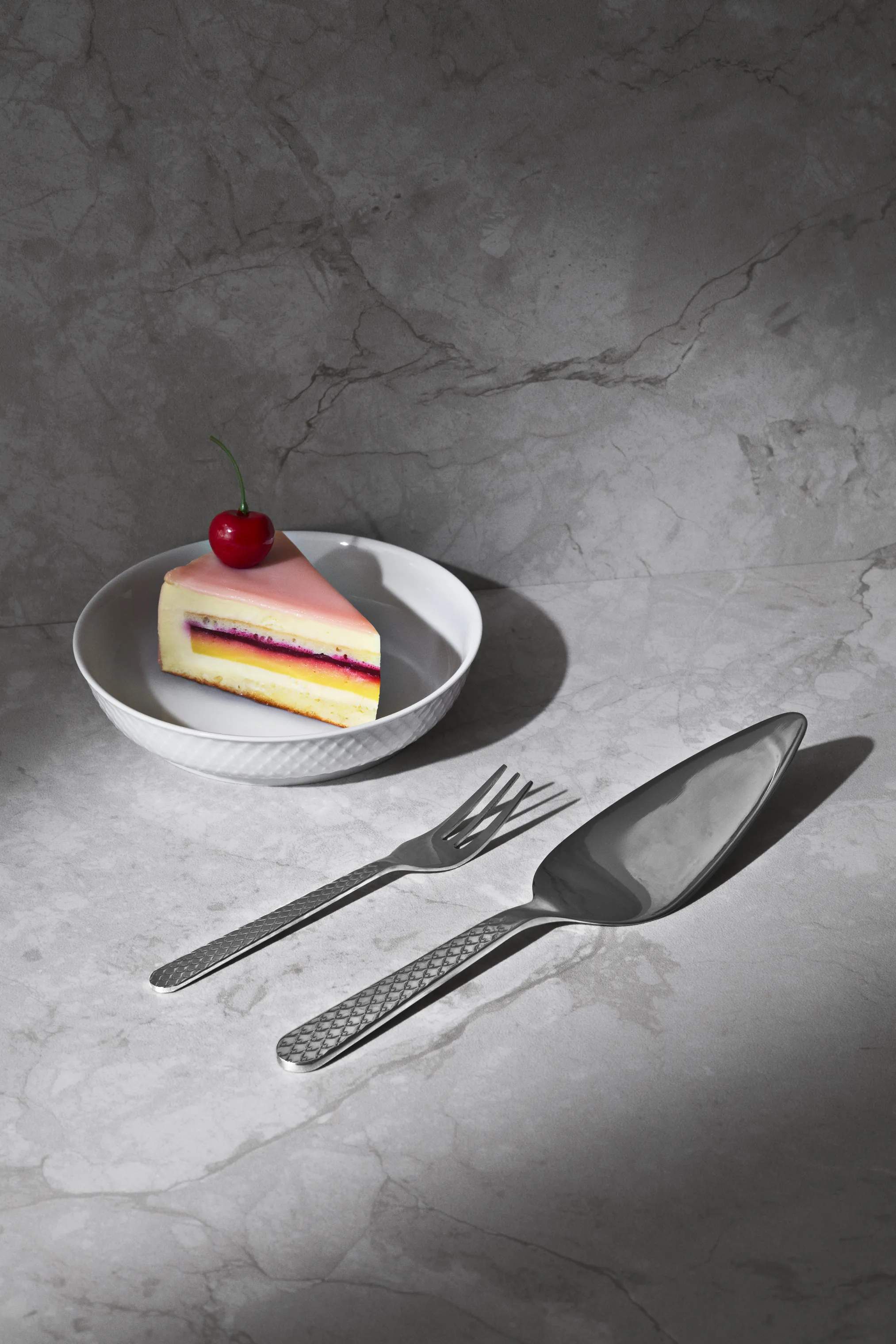 Lyngby Porcelæn Serveringsbestik Rhombe Kagespade i Stål, 3