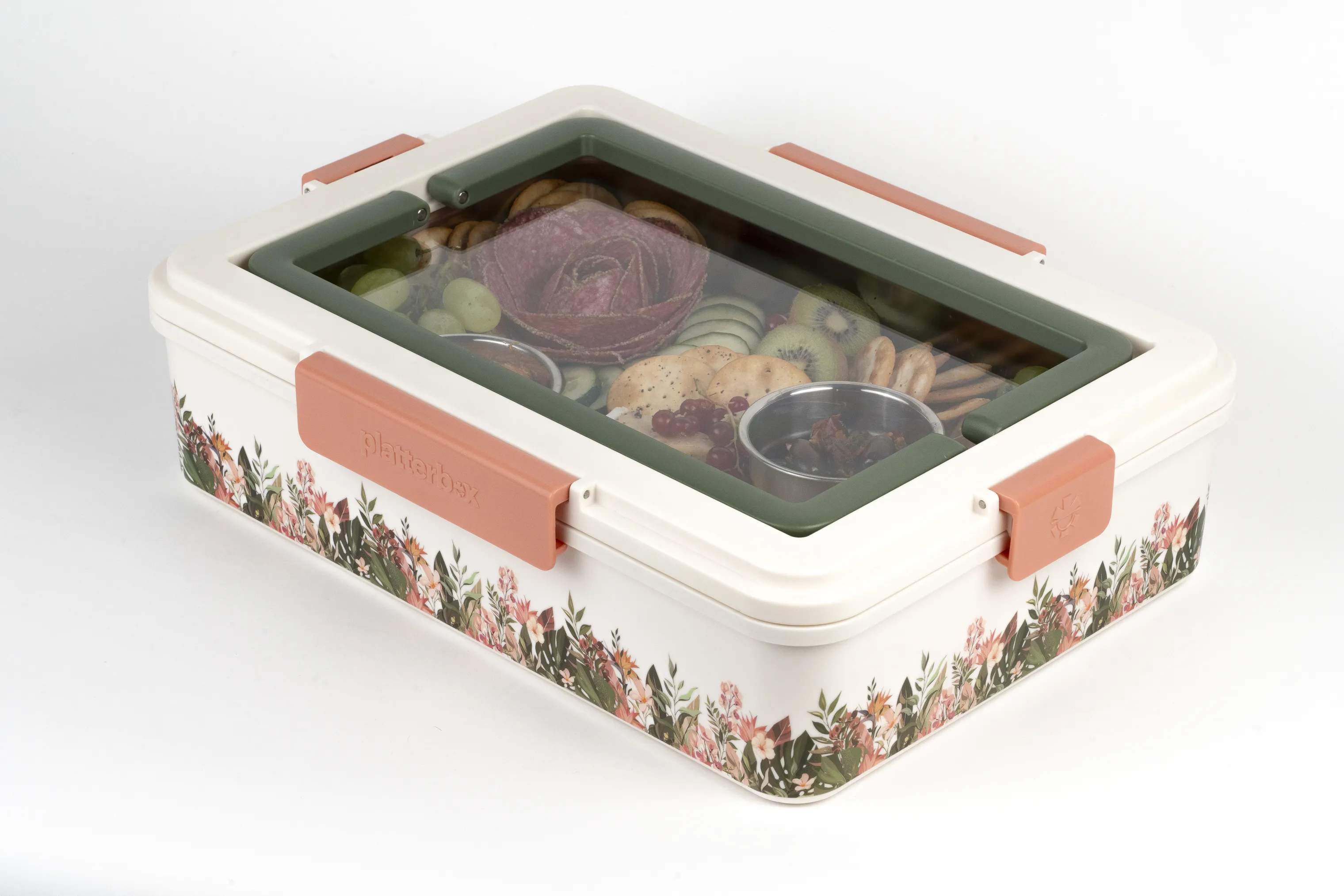 Platterbox Opbevaringsbokse Snack Box i Hvid/blomster, 2