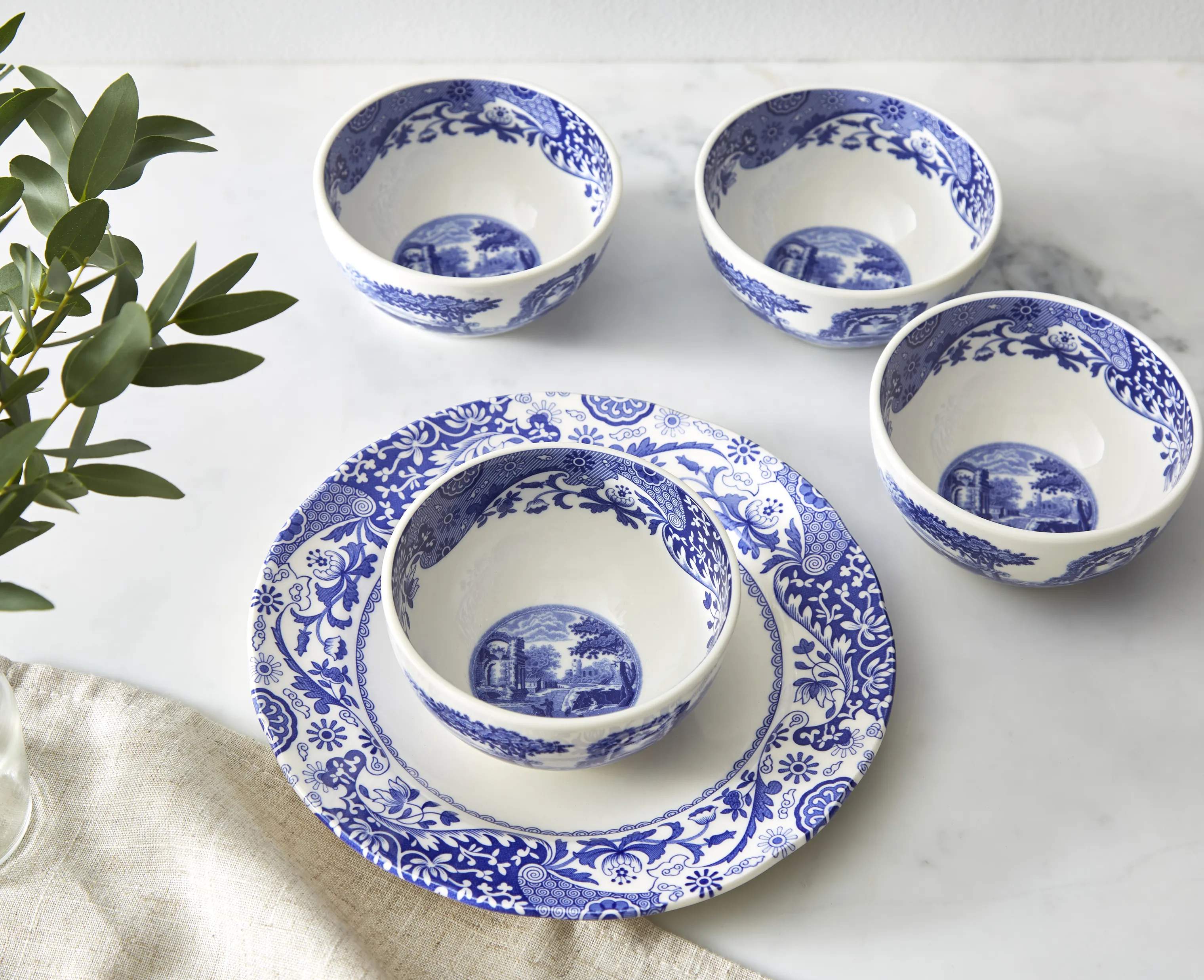 Spode Skåle Blue Italian Blue Italien Skål - 4 stk. i blå/hvid, 2
