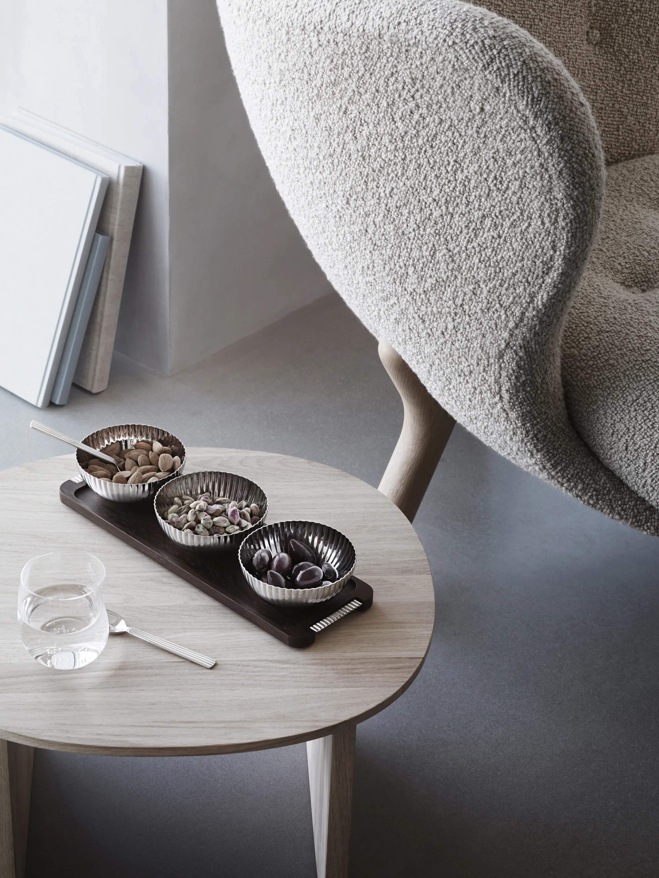 Georg Jensen Skåle Bernadotte Skålsæt - 3 stk. i Træ/Stål, 32 cm, 2