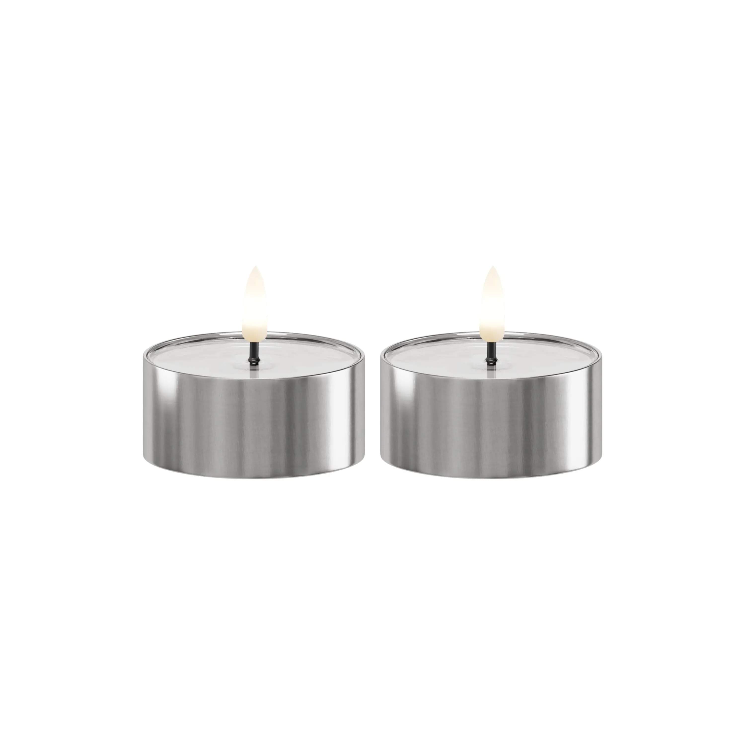 Deluxe Homeart LED-lys Udendørs LED Fyrfadslys - 2 stk. i Sølvfarvet, 6,5 cm, 1