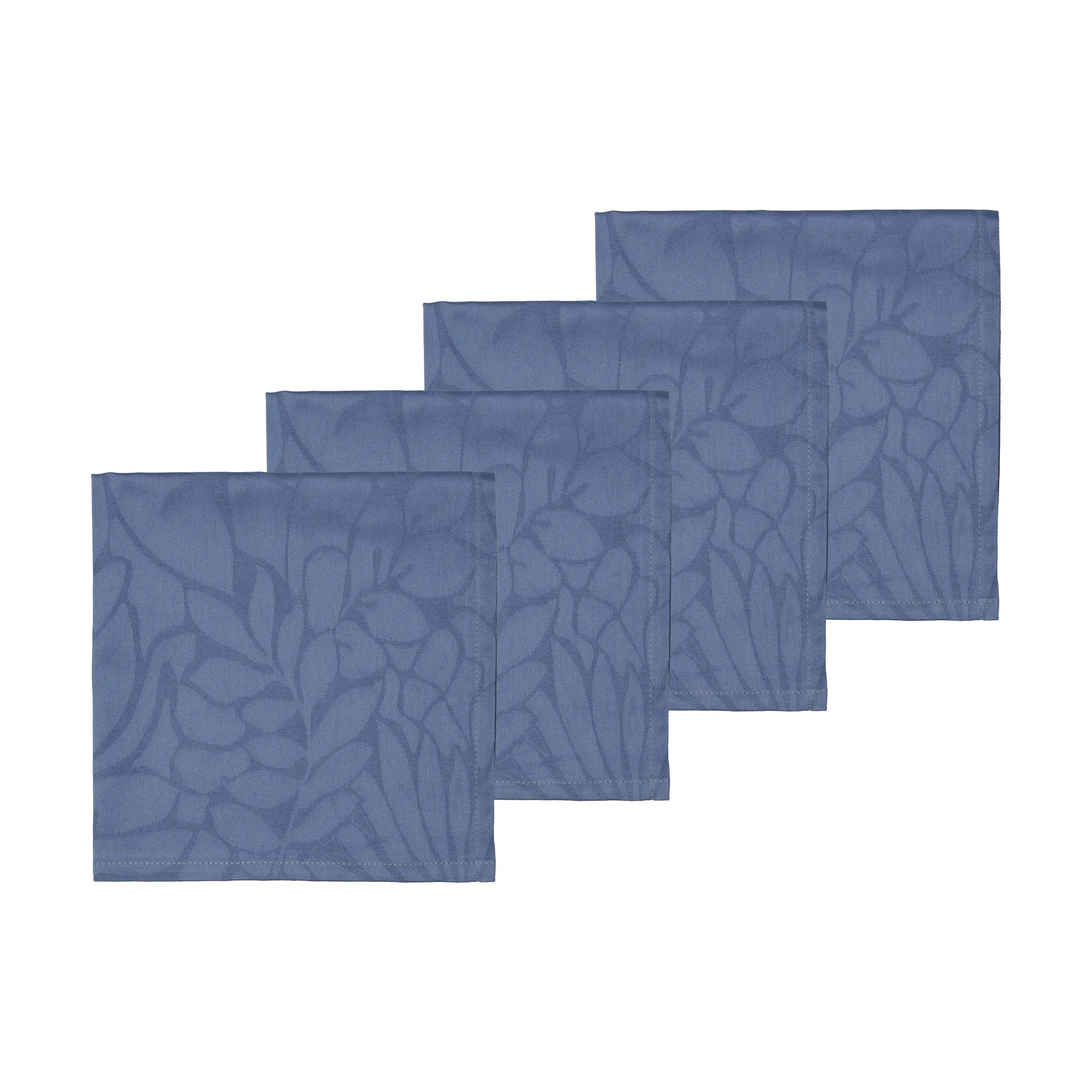 Abstract Leaves Stofserviet - 4 stk., blå, large