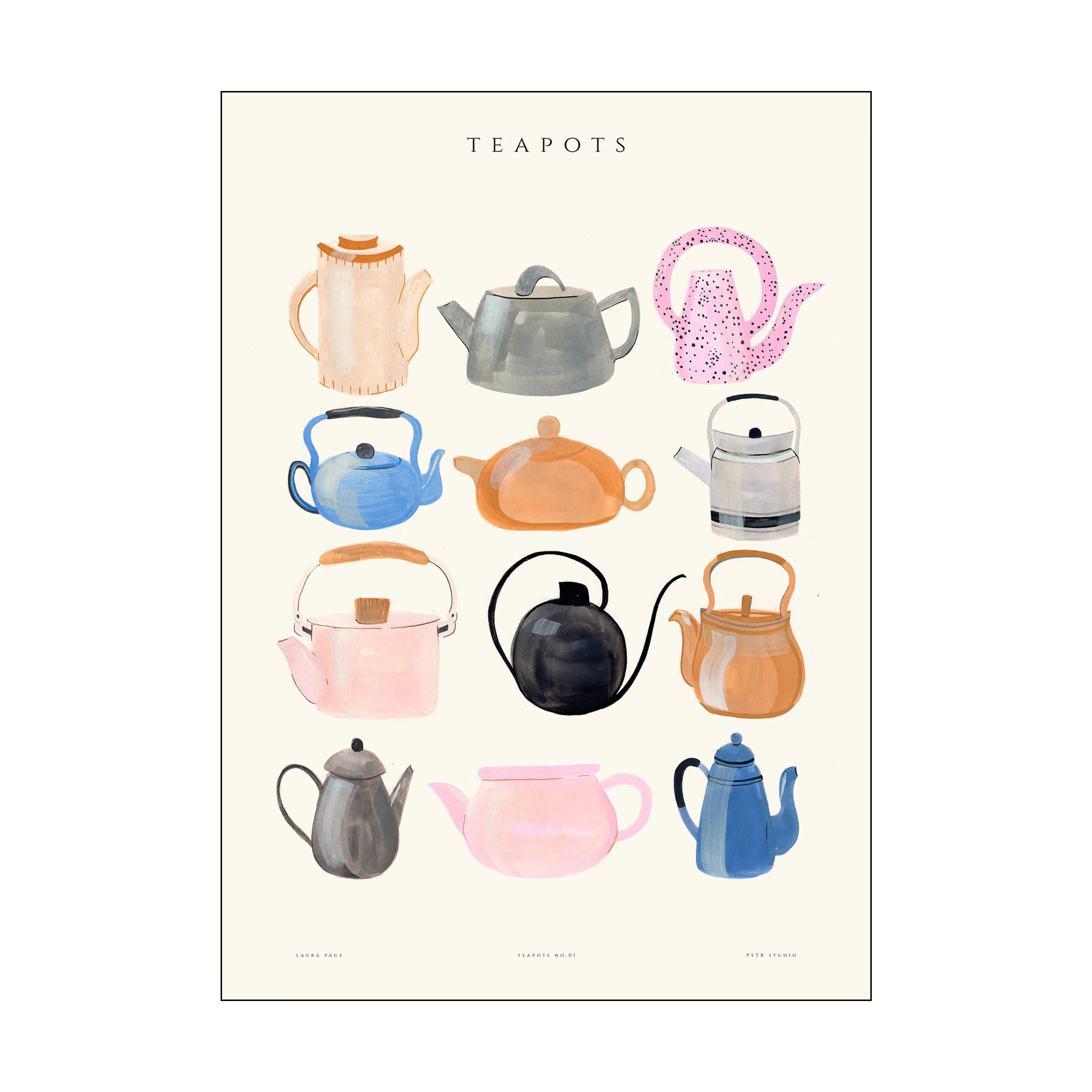 Plakat - Laura Teapots, multifarvet, large