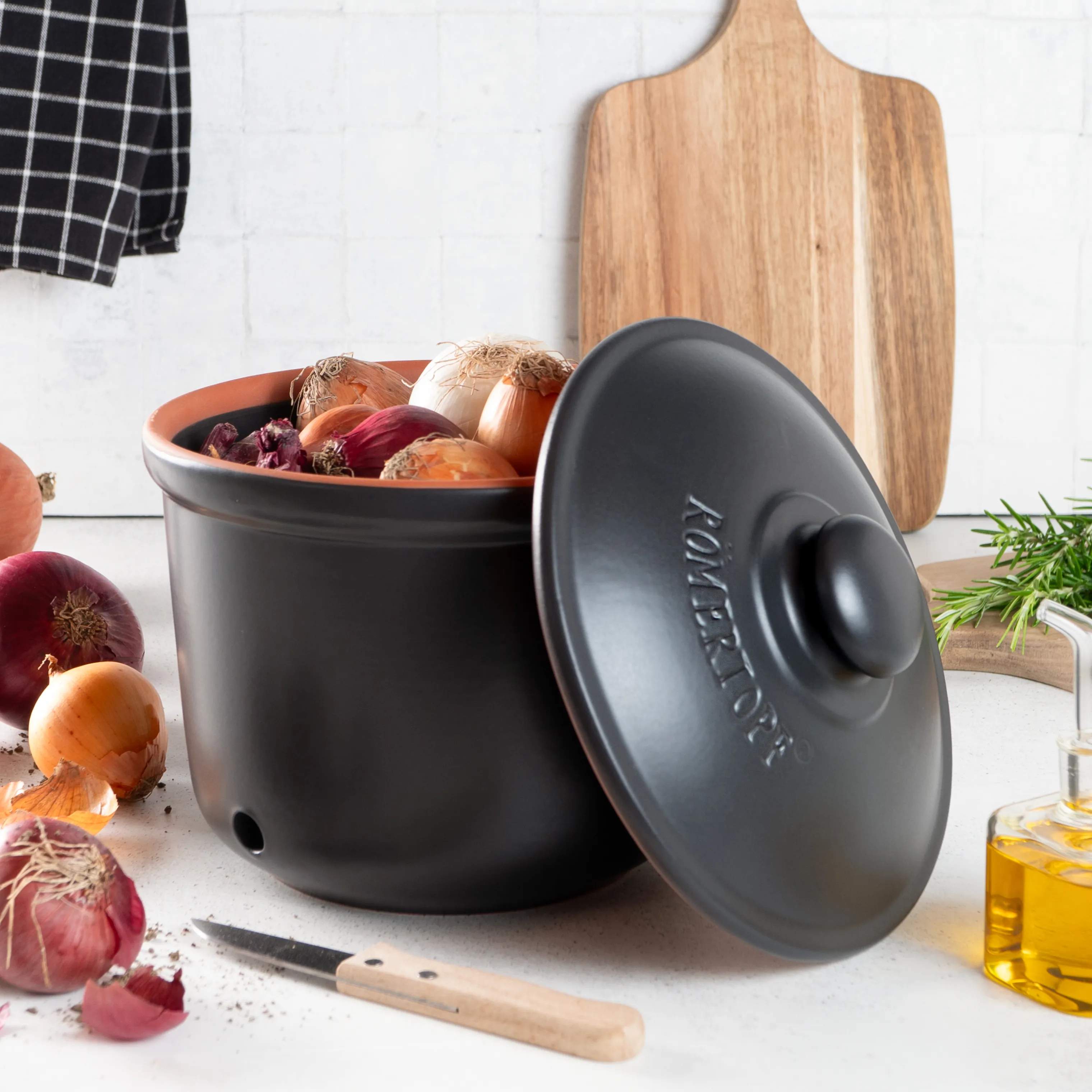 Römertopf Krukker med låg Opbevaringskrukke - Maxi i Sort, 2.8 L, 2