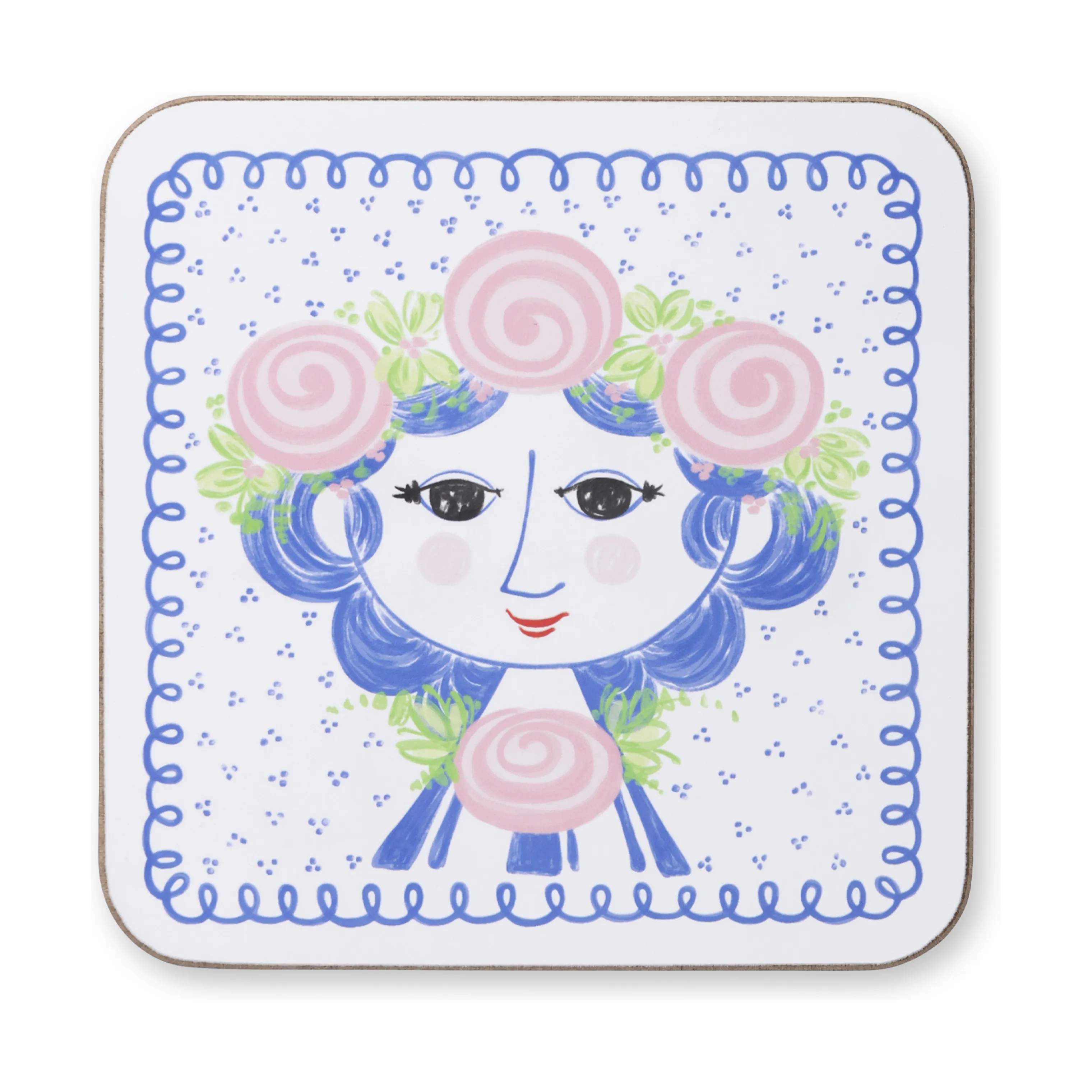 Bjørn Wiinblad Glasbrikker og coasters Dora Coaster - 4 stk. i Blue face, 3