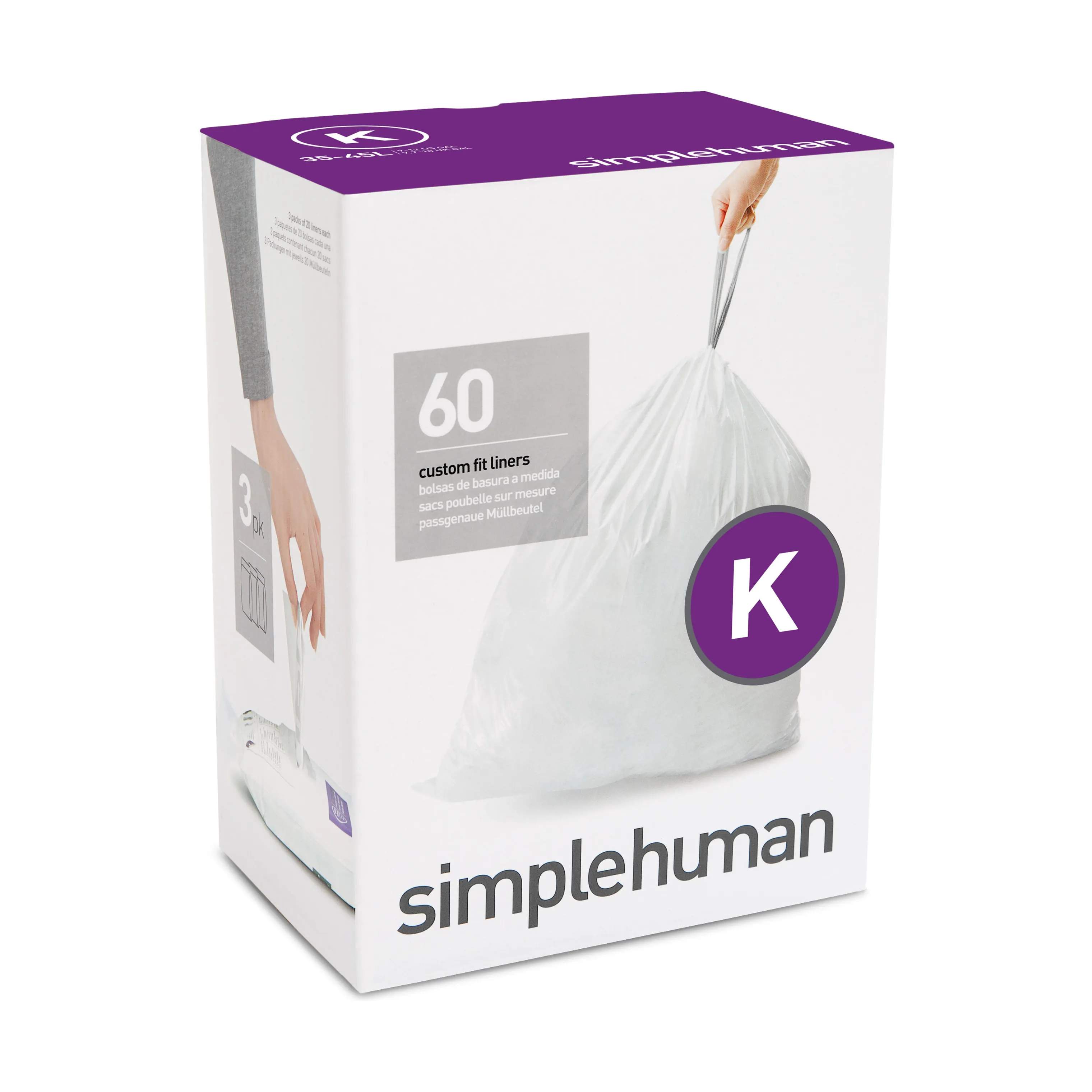 Simplehuman Affaldsposer Affaldsposer kode K - 60 stk. i K - 35-45 liter, 3