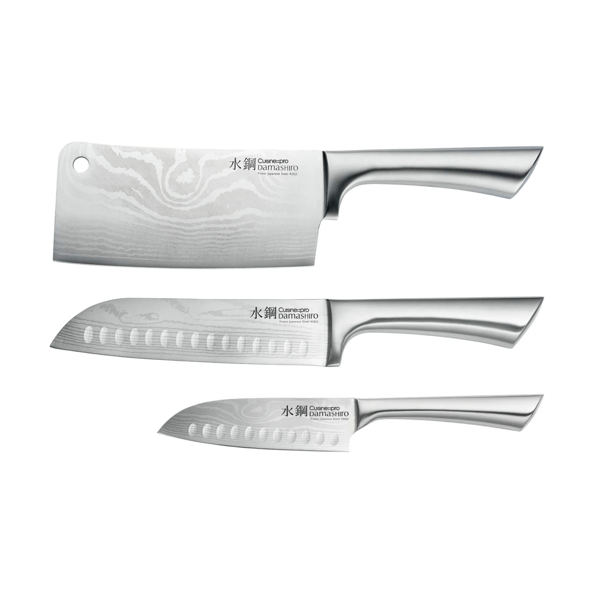 Damashiro® Ultimate Knivsæt - 3 dele, sølvfarvet, large