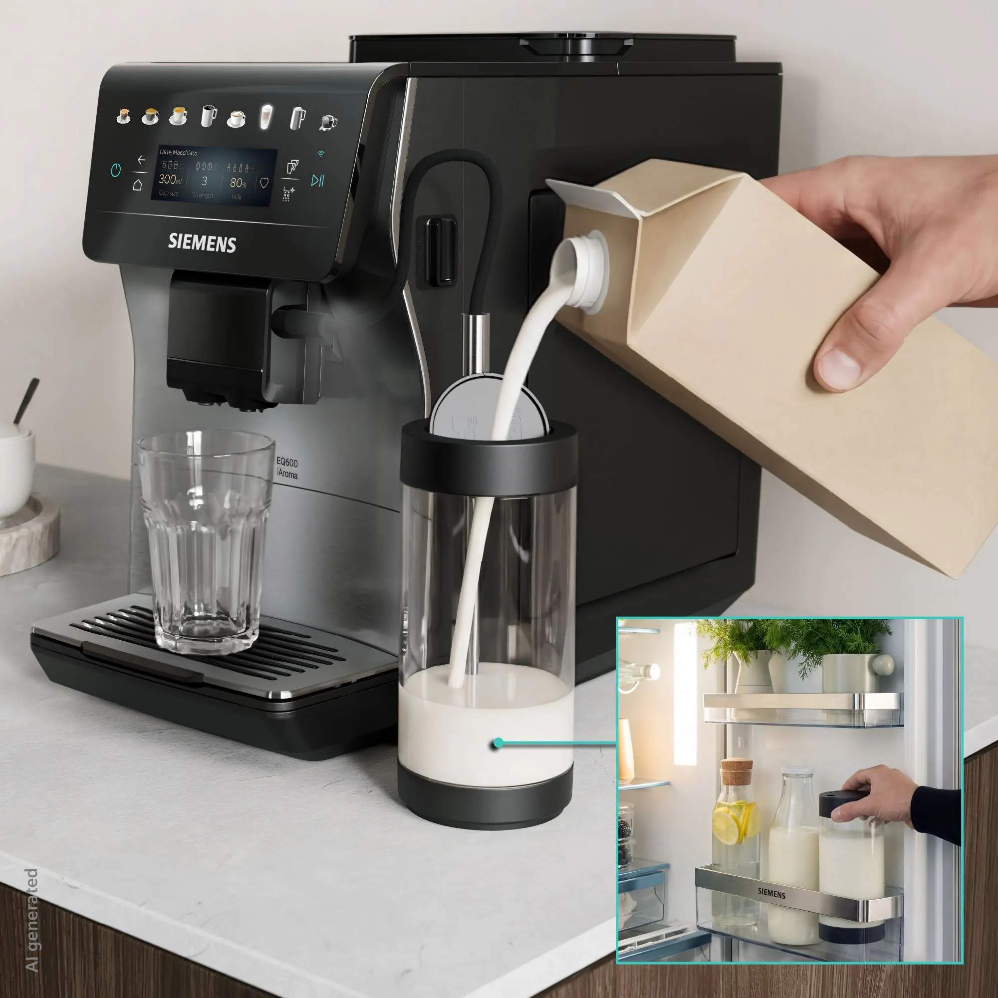 Siemens Espressomaskiner EQ600 iAroma Espressomaskine TP605EM3 i Sølv, 2