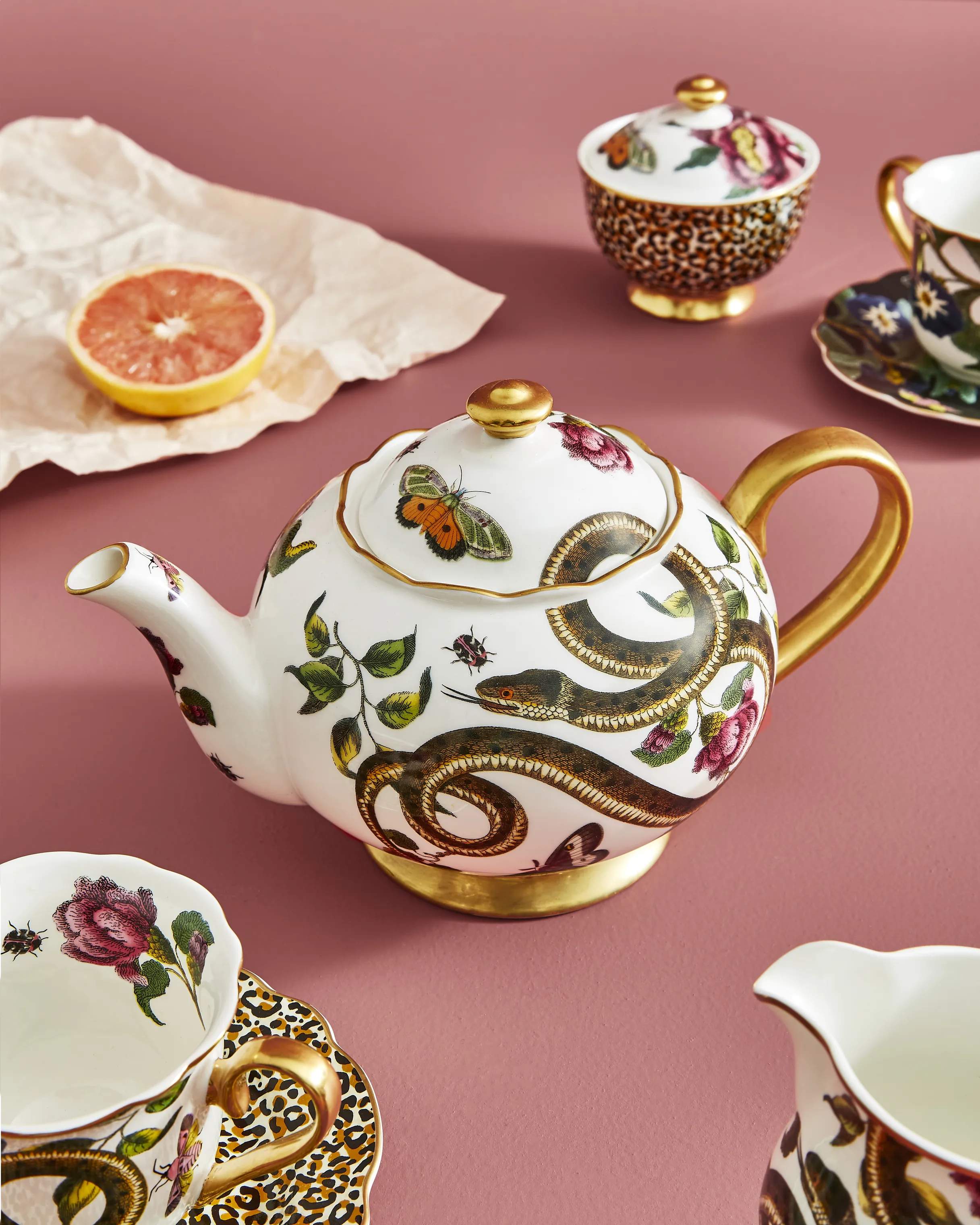 Spode Tekander Creatures Of Curiosity Tekande i Hvid/Lyserød/Grøn/guld, 2