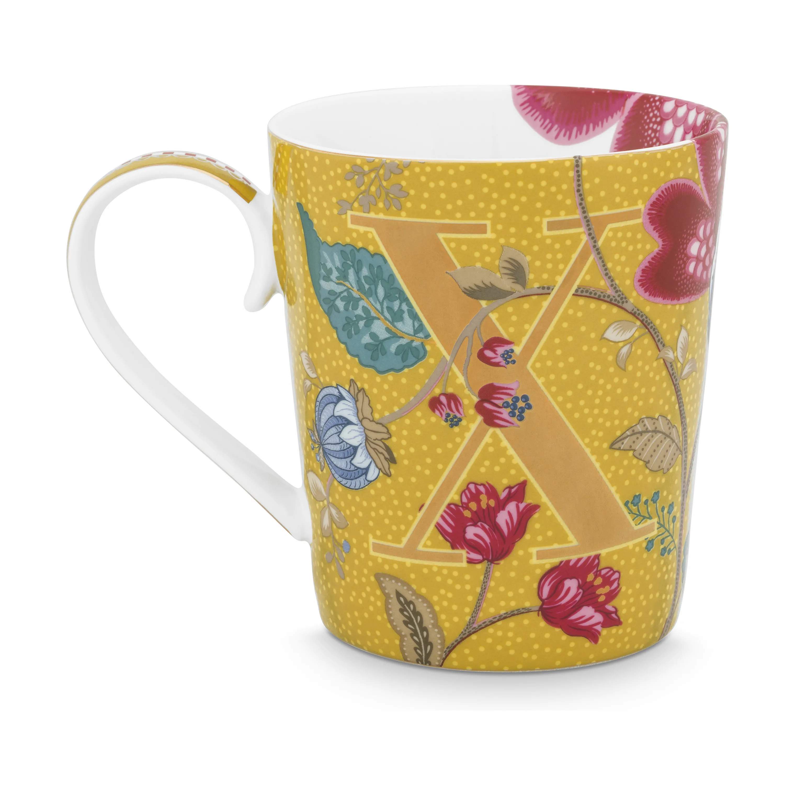 Floral Fantasy Alfabet Krus - X, yellow, large