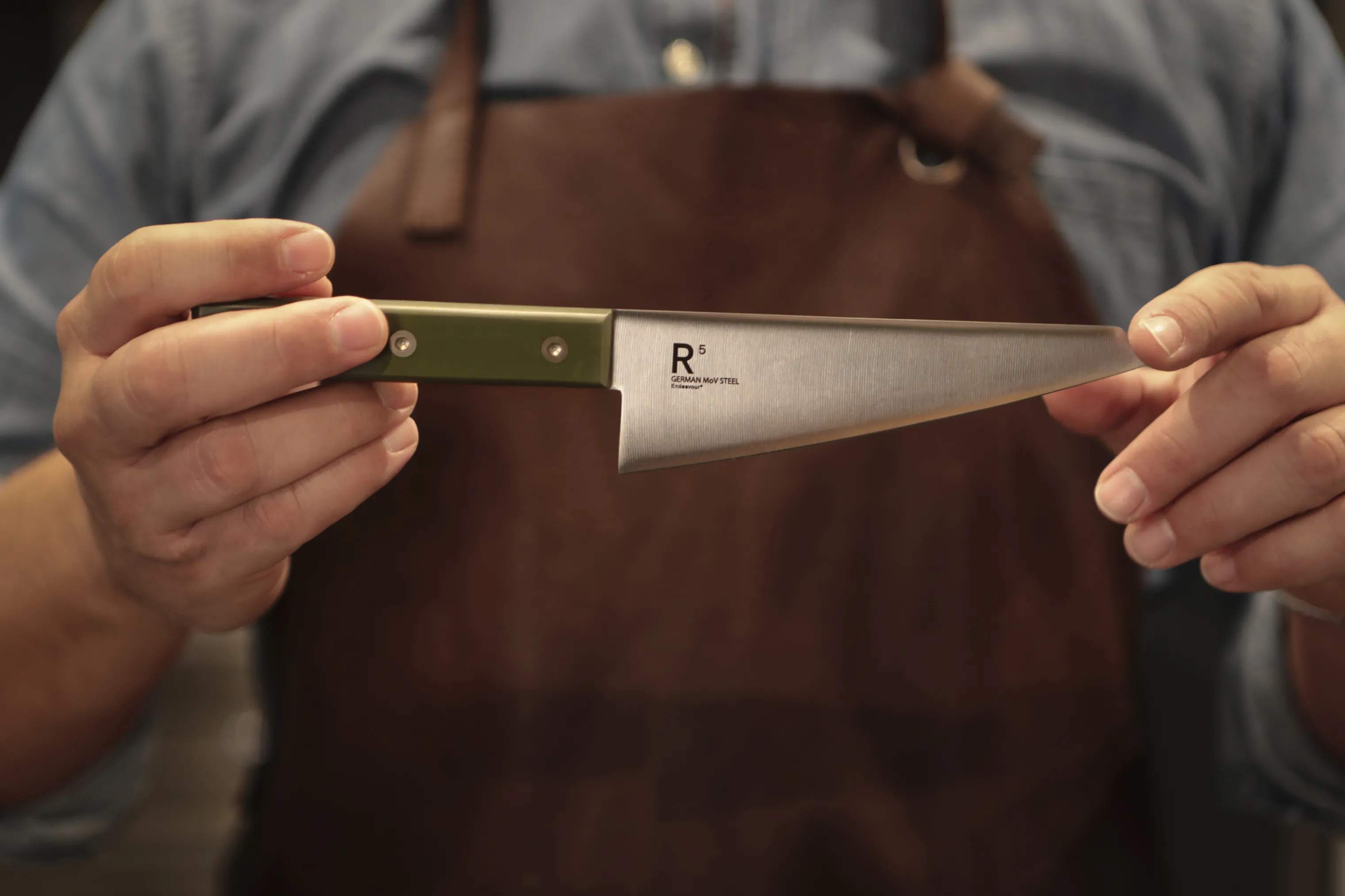 Endeavour Kokkeknive Resolution R5 Honesuki Kniv i Grøn, 2