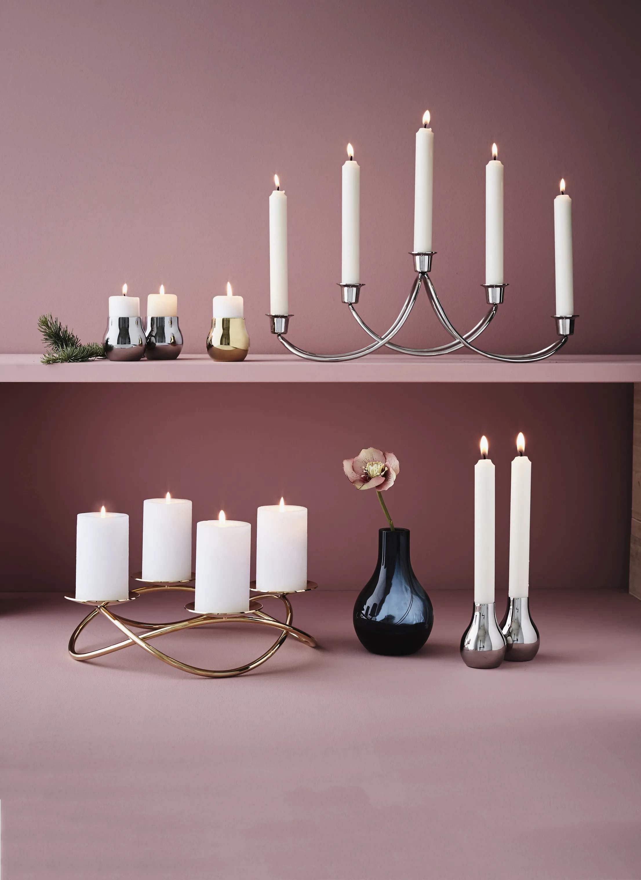 Georg Jensen Fyrfadsstage Cafu Fyrfadsstagesæt i Stål, 5,8 cm, 2