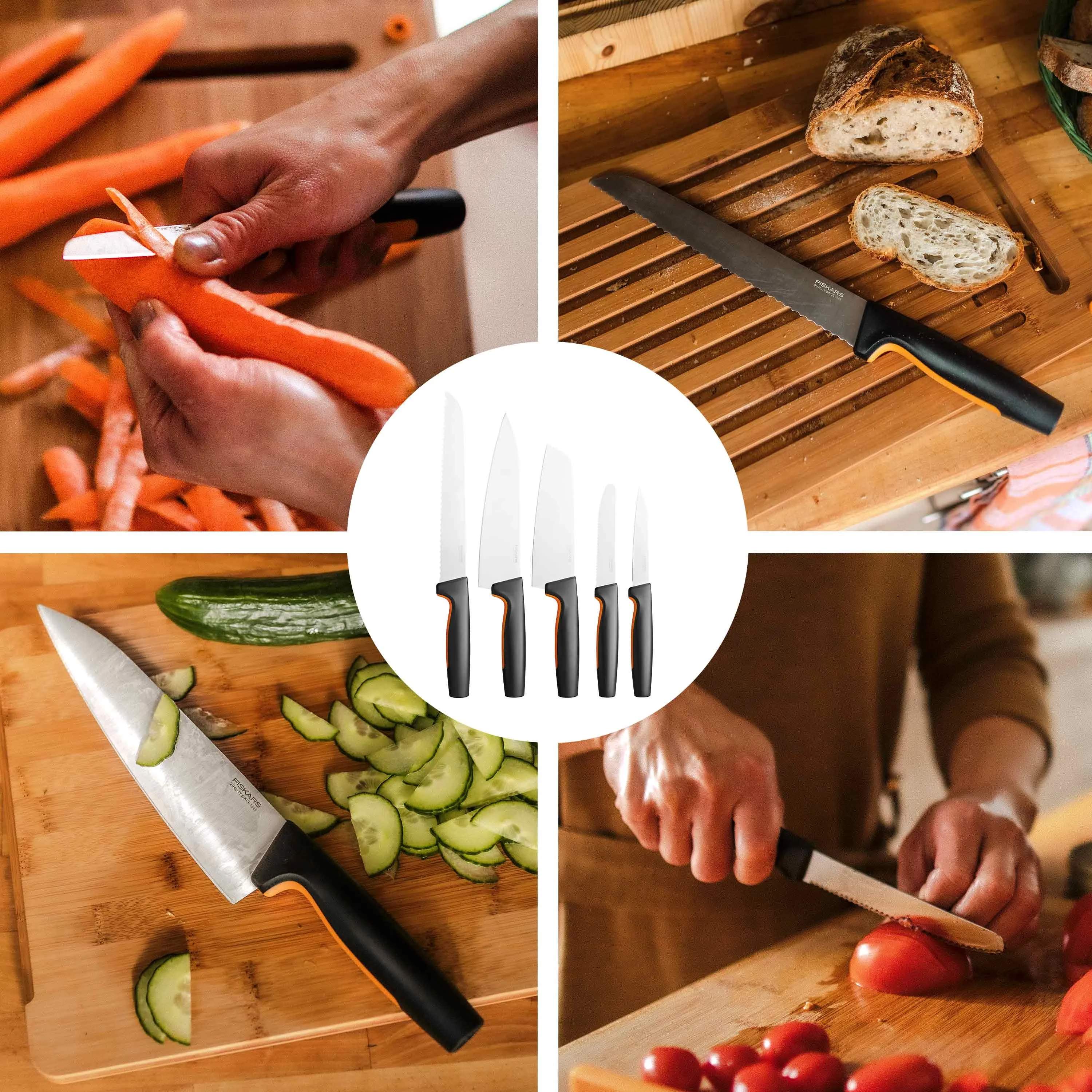 Fiskars Knivsæt Functional Form Knivsæt - 5 dele i Sort/Orange, 3