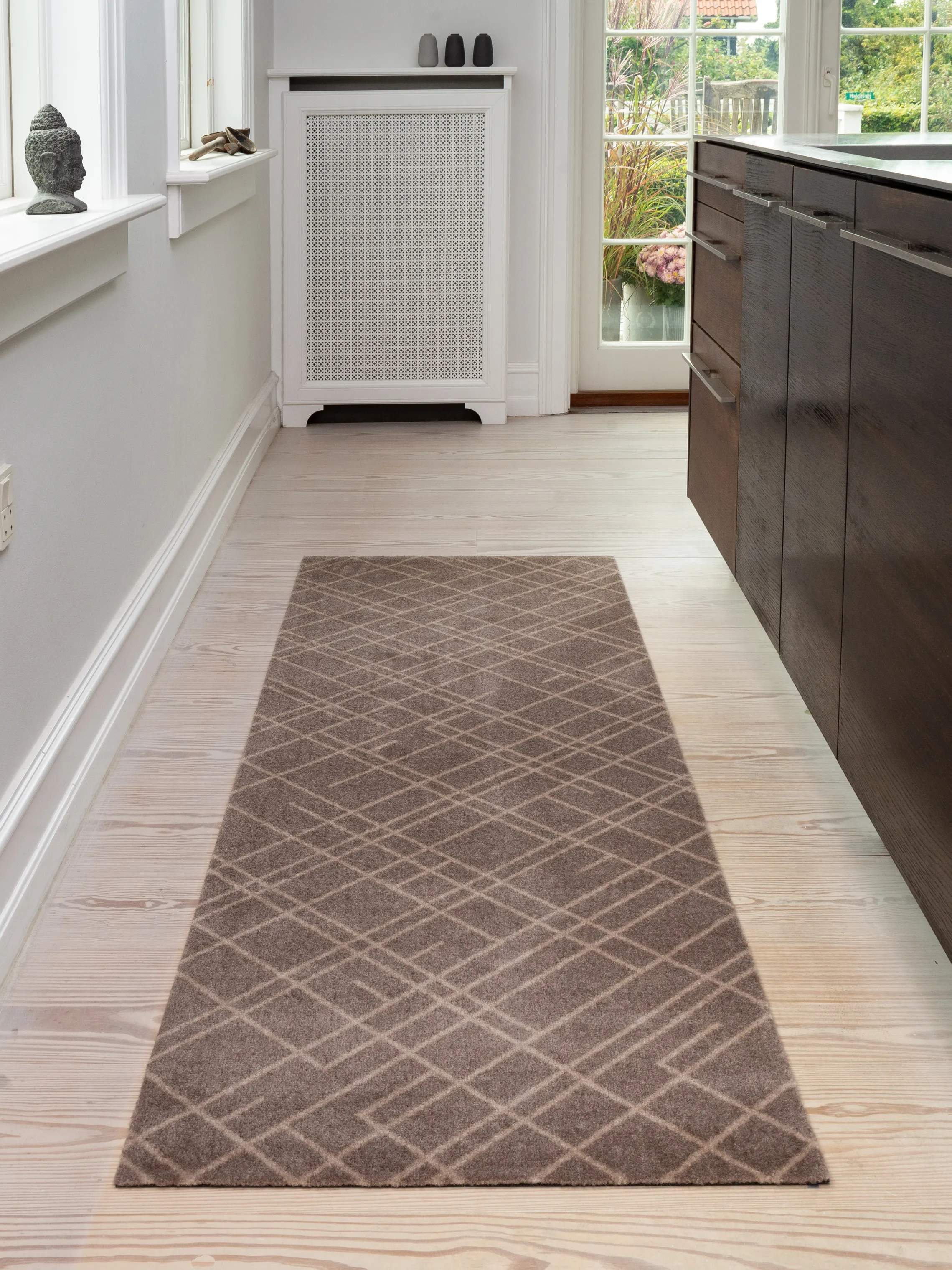 Tica Copenhagen Dørmåtter Lines Gulvmåtte i Brun/beige, B67 x L200 cm, 3
