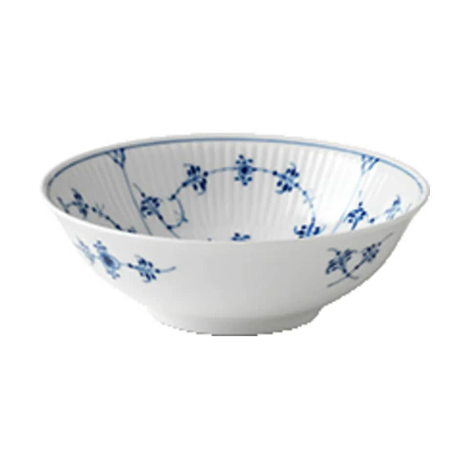 Royal Copenhagen Serveringsskåle Musselmalet Riflet Skål i Koboltblå/hvid, 16 cm, 1