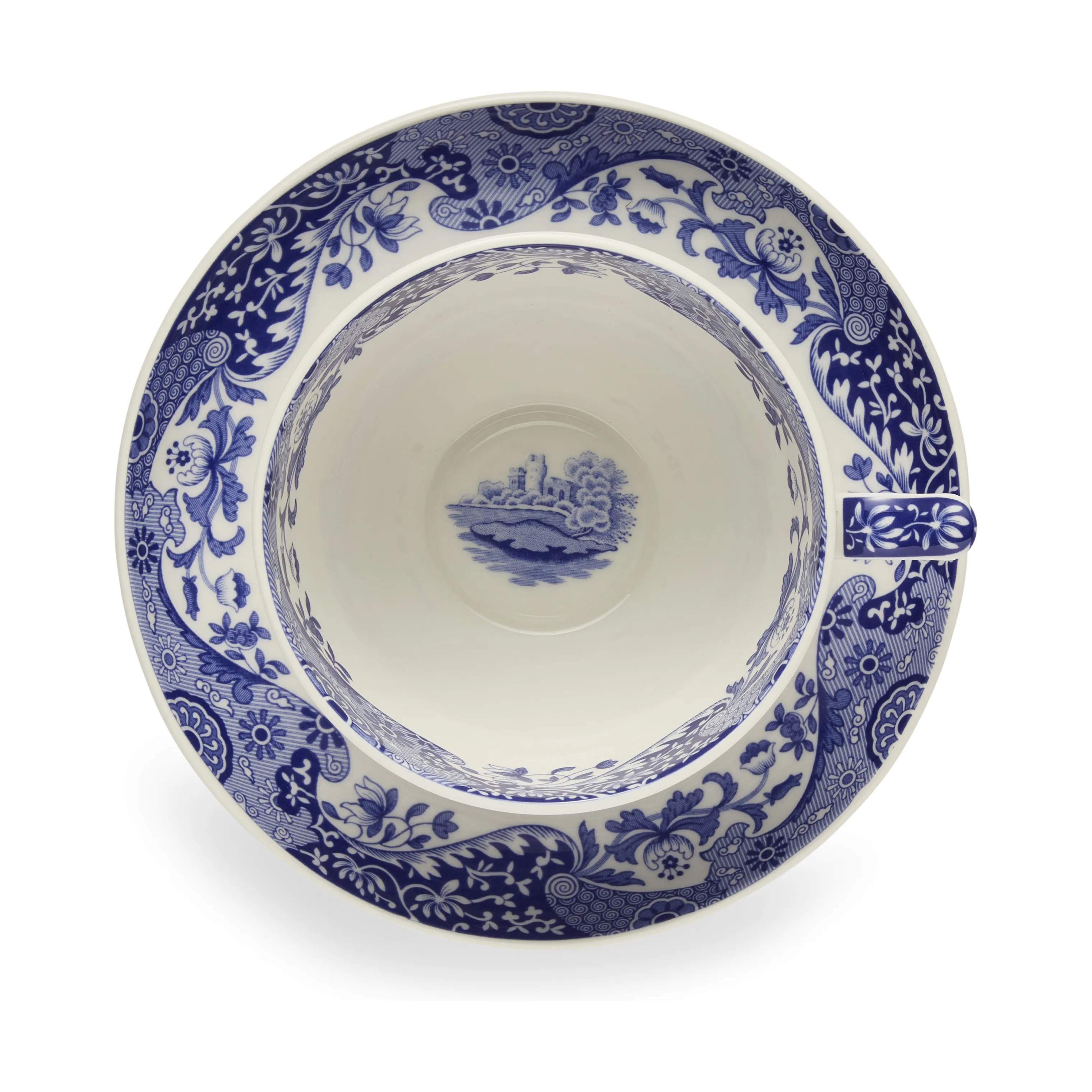 Spode Krus og kopper med hank Blue Italian Blue Italien Jumbokop m. underkop i blå/hvid, 3