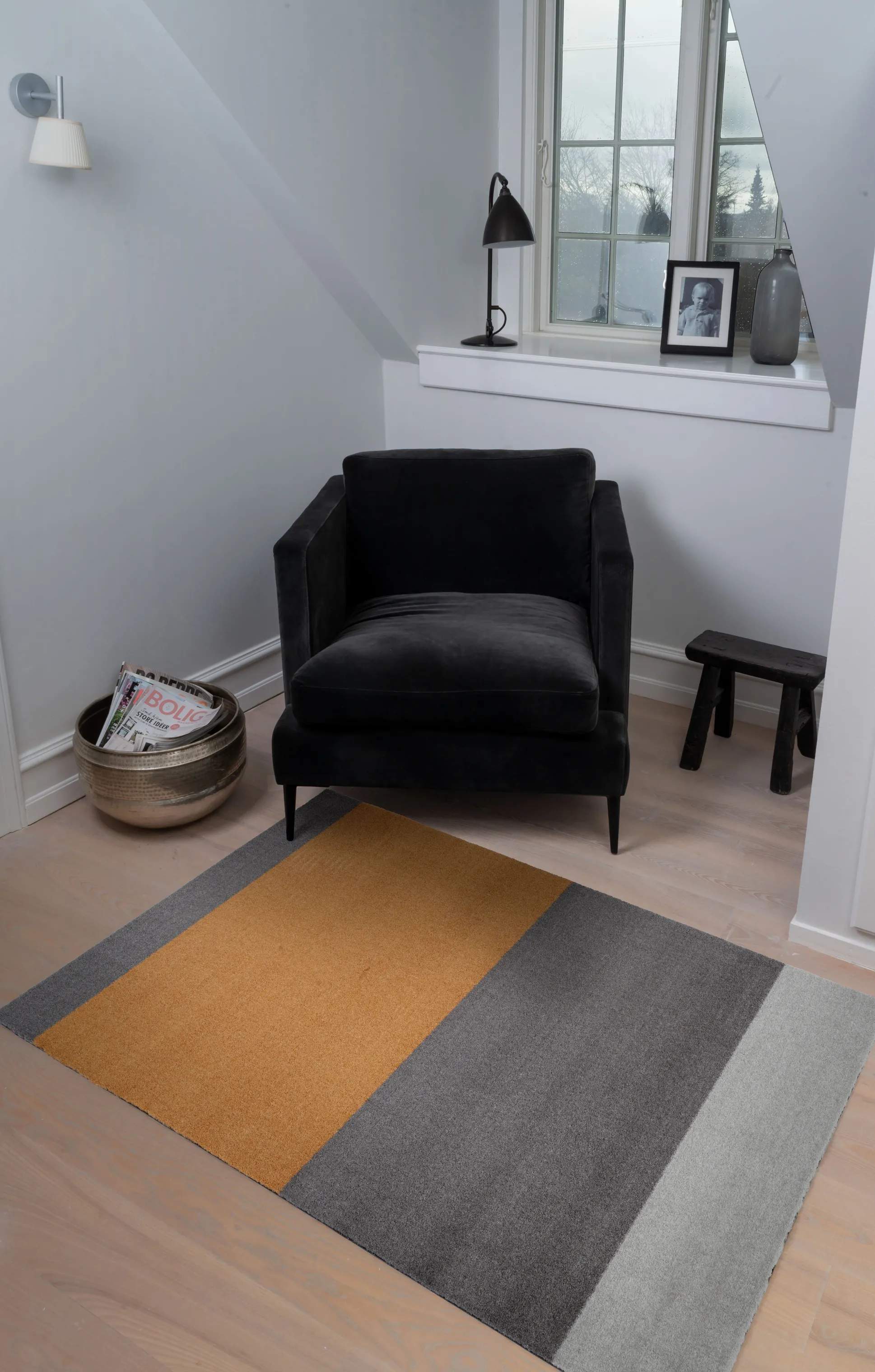 Tica Copenhagen Gulvtæpper Stripes Horisontal Gulvtæppe i Grå/steelgrey/dijon, B90 x L130 cm, 2
