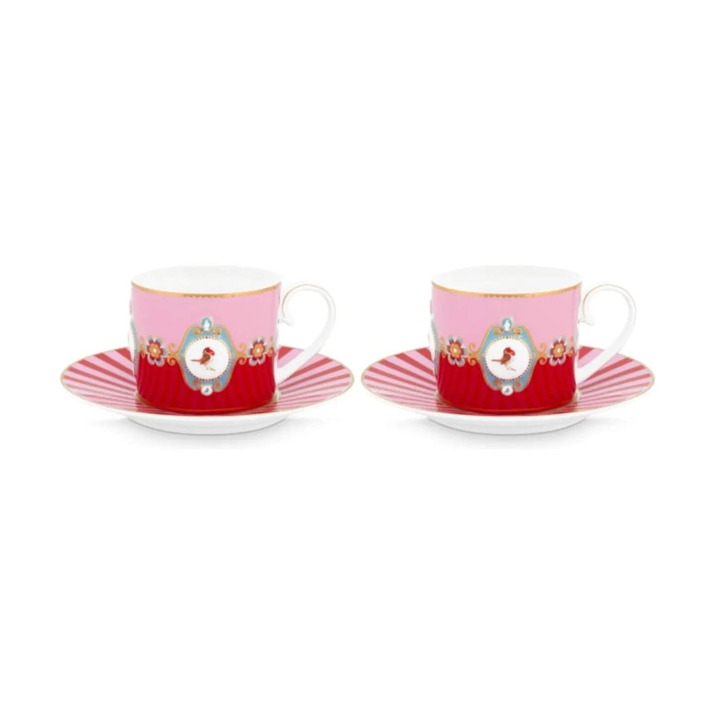 PIP Studio Krus og kopper med hank Love Birds Kop m. underkop - 2 stk. i Pink, 1