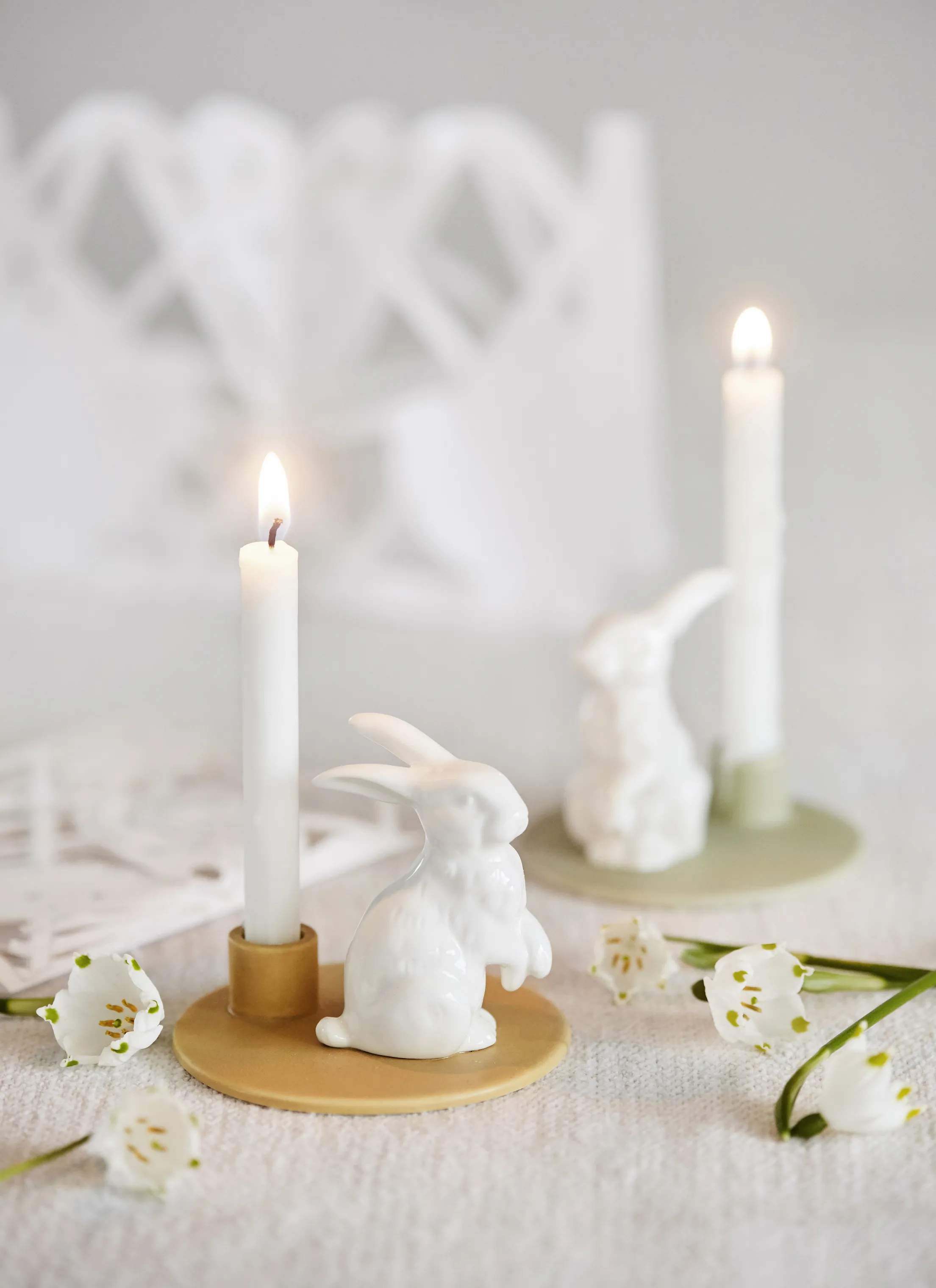 Dottir Kronelysestage Sweet Stories Hare Lysestage i Mustard, 8 cm, 2