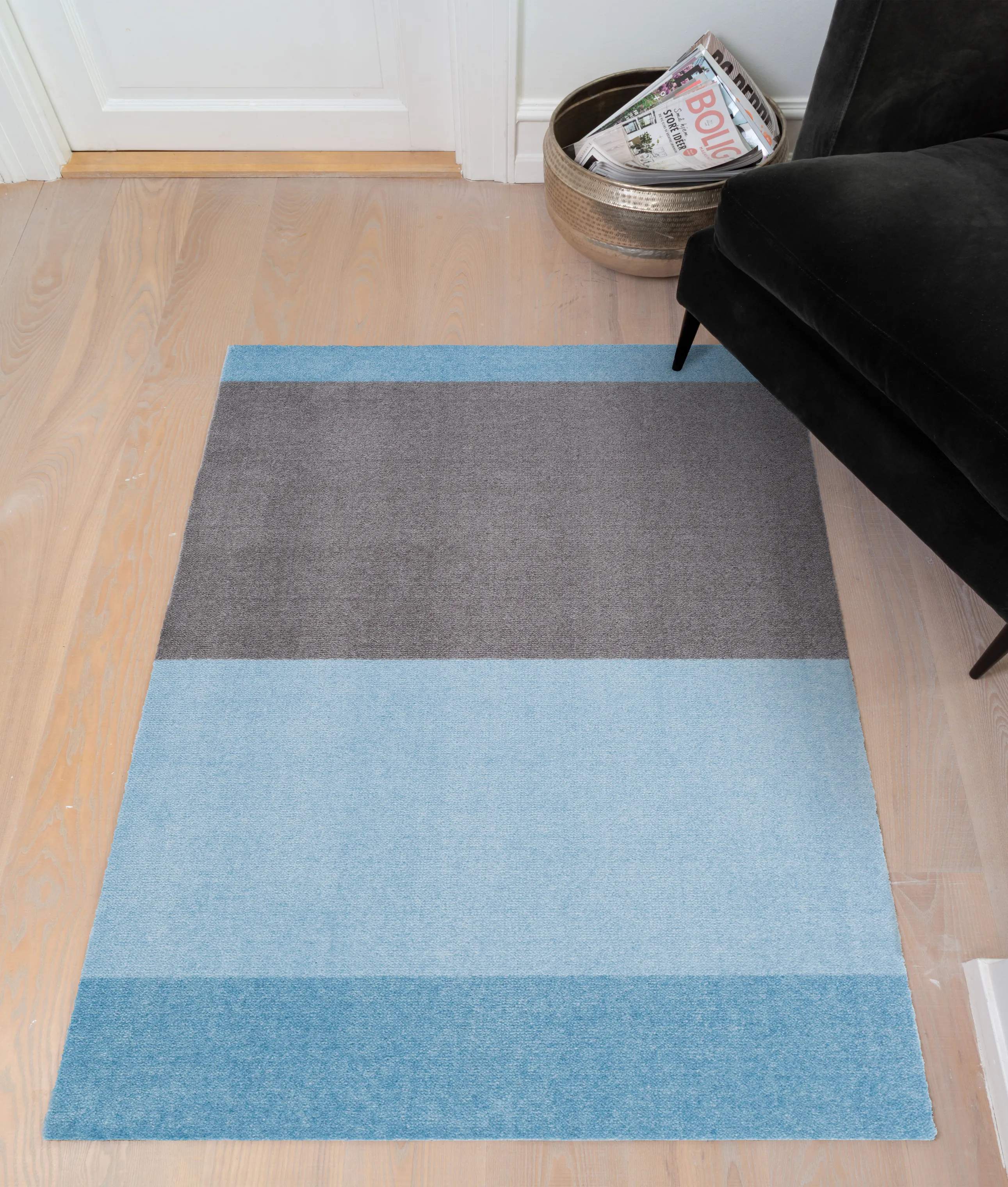Tica Copenhagen Gulvtæpper Stripes Horisontal Gulvtæppe i Lyseblå/støvetblå/steelgrey, B90 x L130 cm, 3
