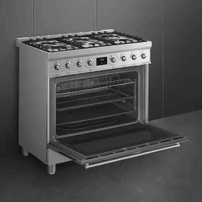 Smeg Komfurer Classic Gaskomfur C9GMX2 i Stål, 4