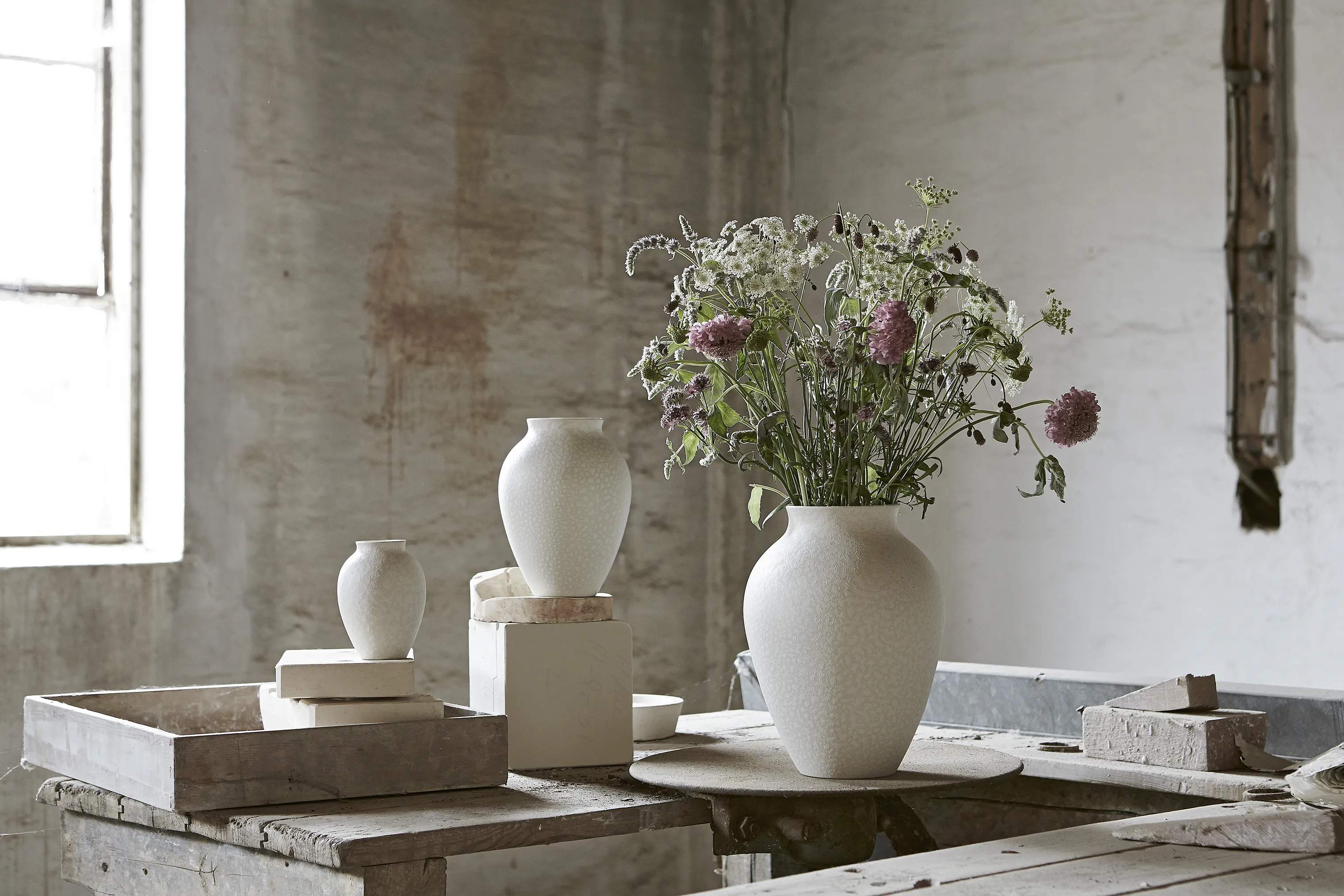 Knabstrup Keramik Vaser Vase i Hvid, 12,5 cm, 2