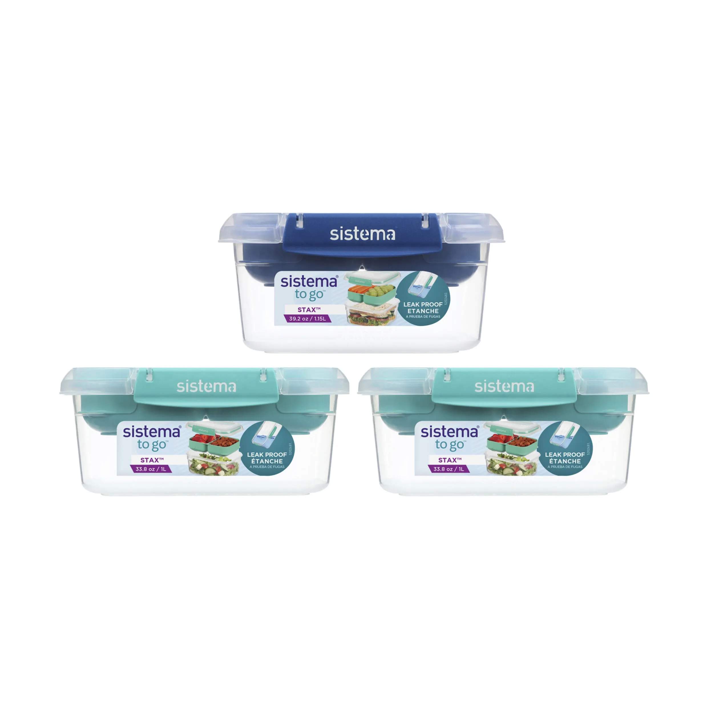 Sistema Opbevaringsbokse Lunch Madkasse - 3 dele i Mint/blå, 1