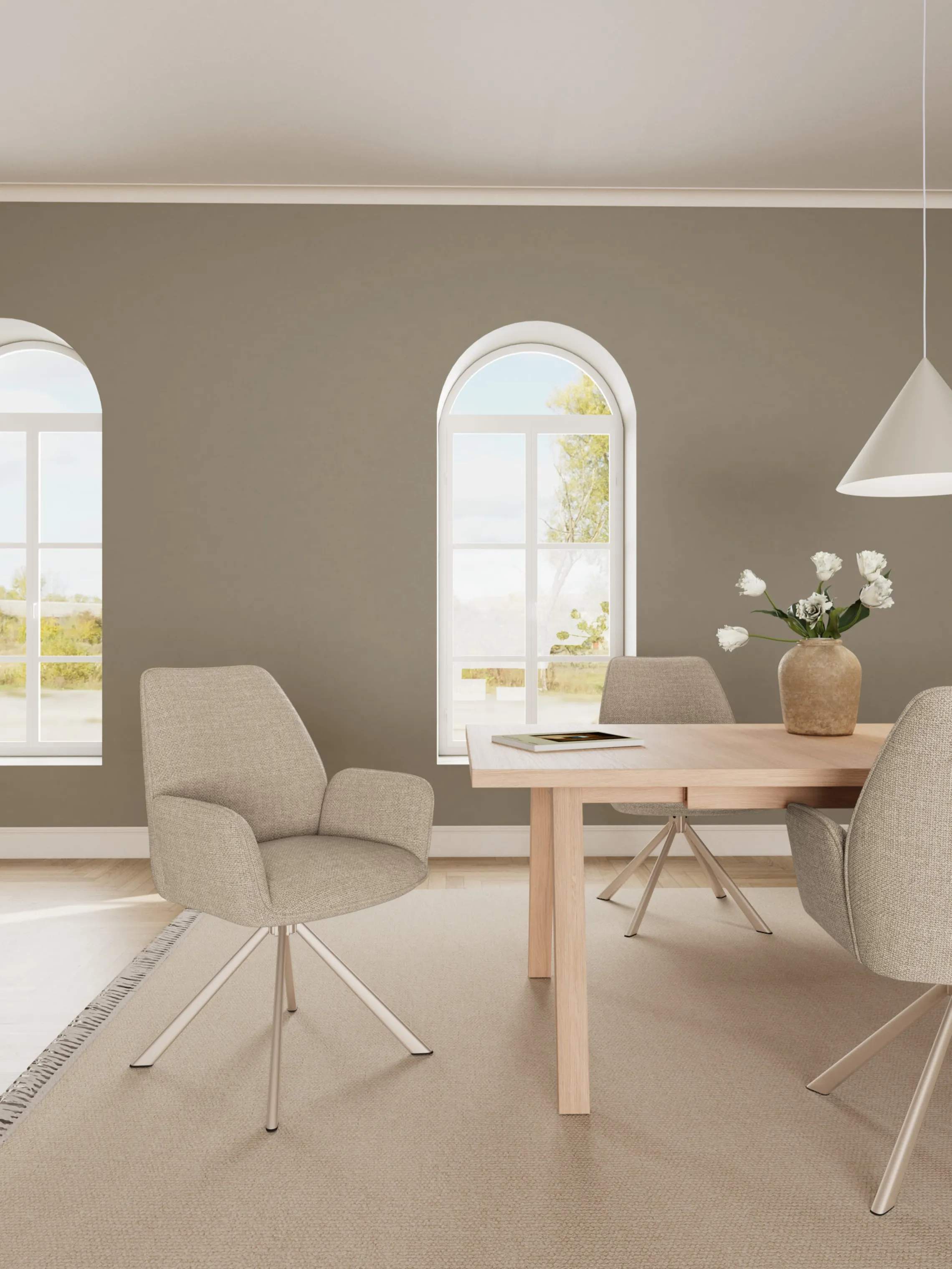 CASA Living Spisebordsstole Glenda Spisebordsstol - 2 stk. i Beige/beige stel, 2