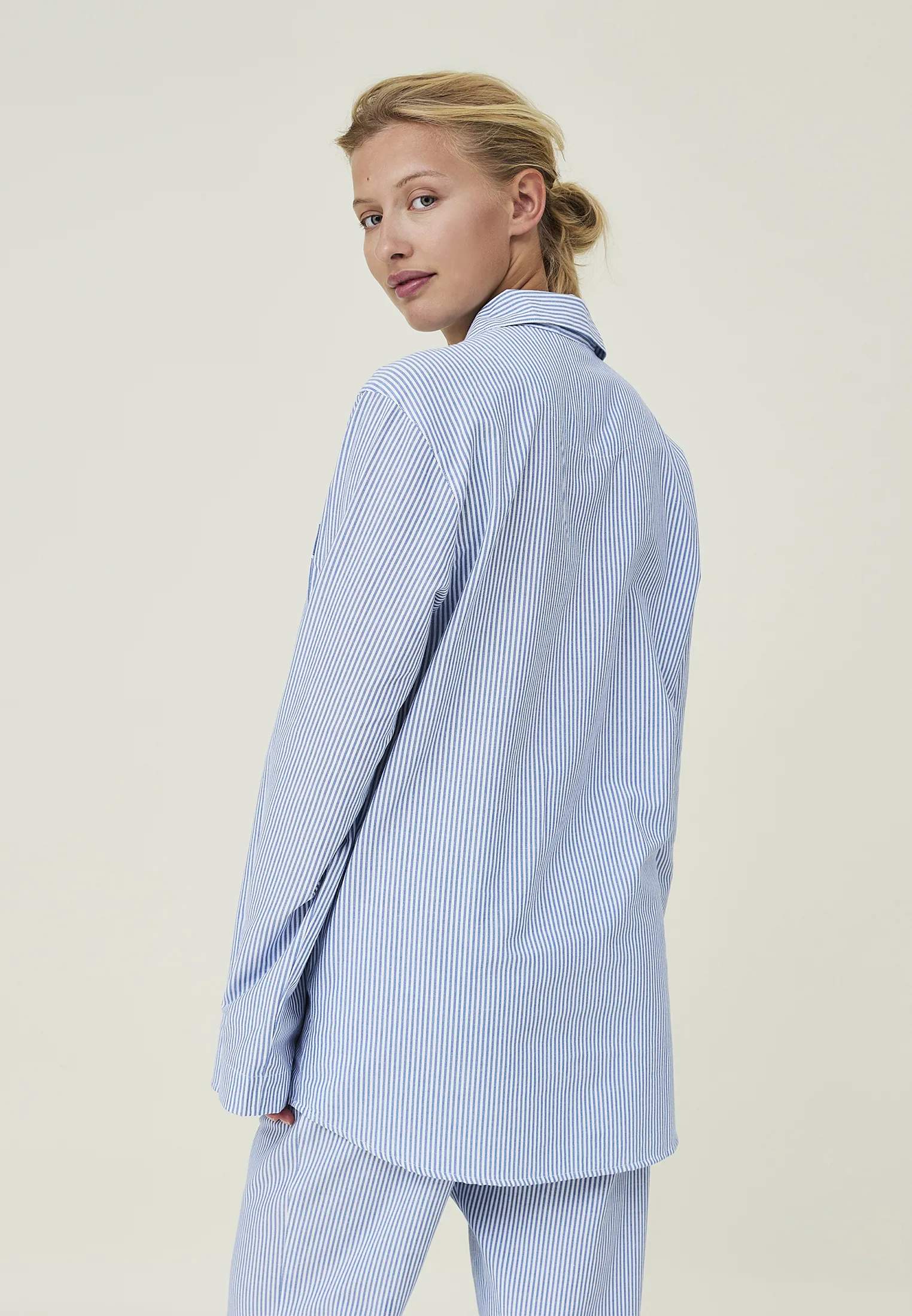 Lexington Pyjamas Icons Pyjamassæt Organic i Blue/White, L, 3