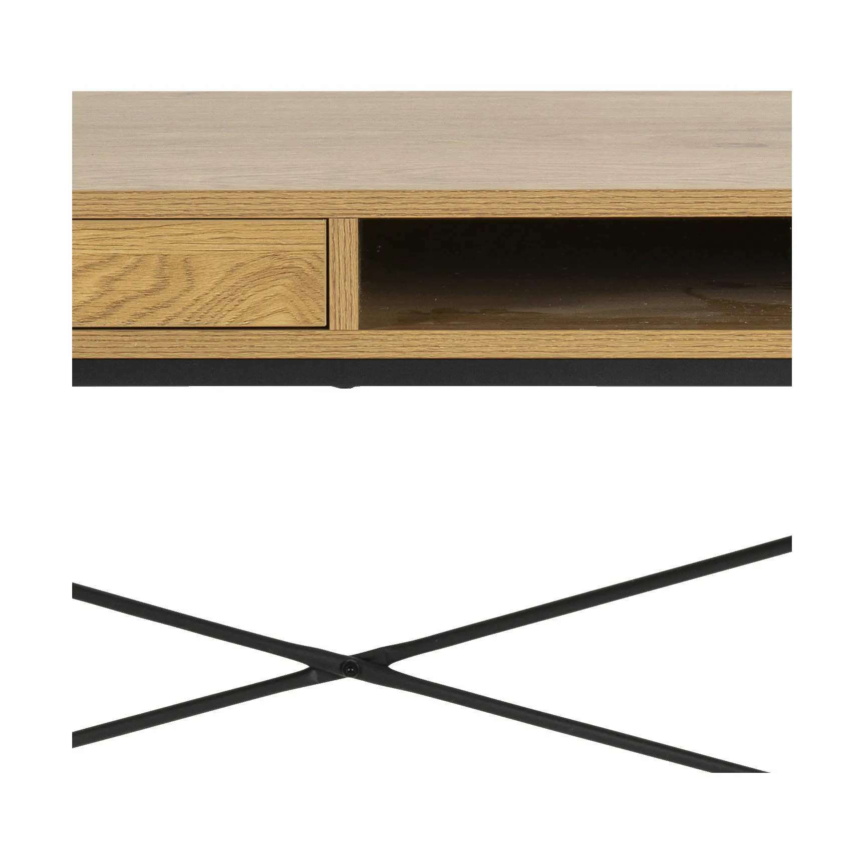 CASA Living Skriveborde Seaford Skrivebord i vild eg/mat sort, 8