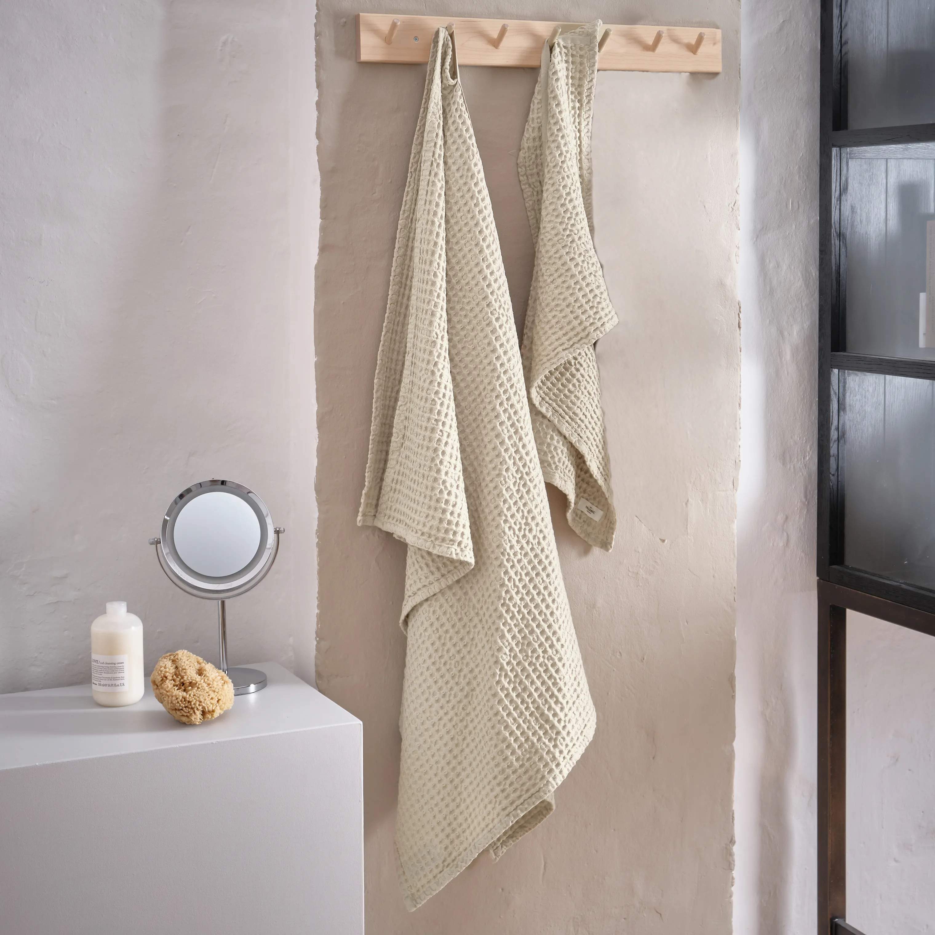 The Organic Company Håndklæder Big waffle Gavesæt - 2 dele i Beige, 150 cm, 2